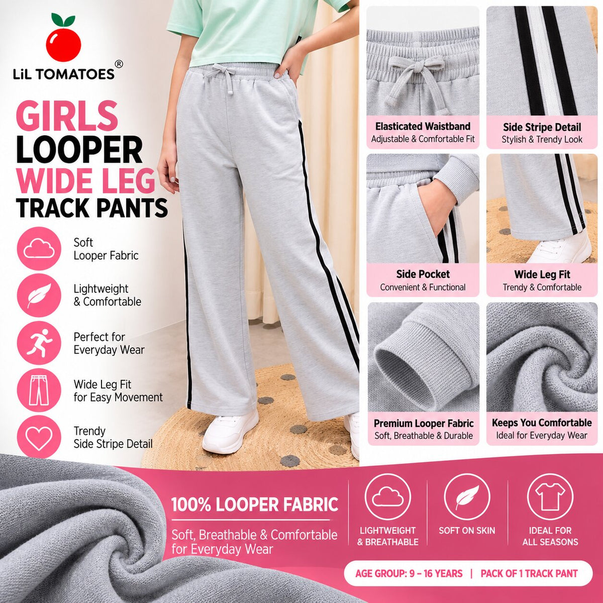 Lil Tomatoes Girls Cotton Looper Trackpant