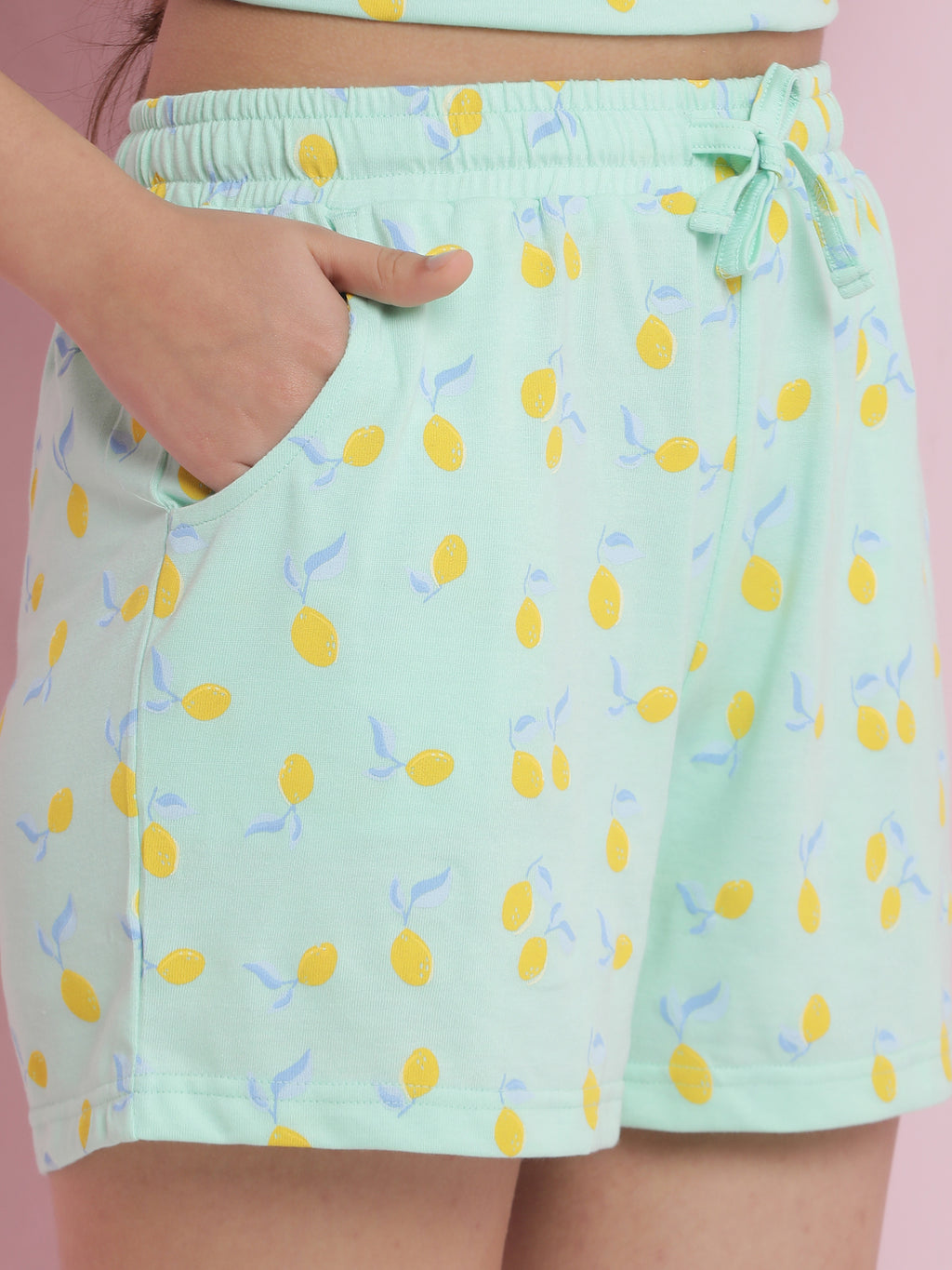 Lil Tomatoes Girls Cotton Night Suits-LtGreen