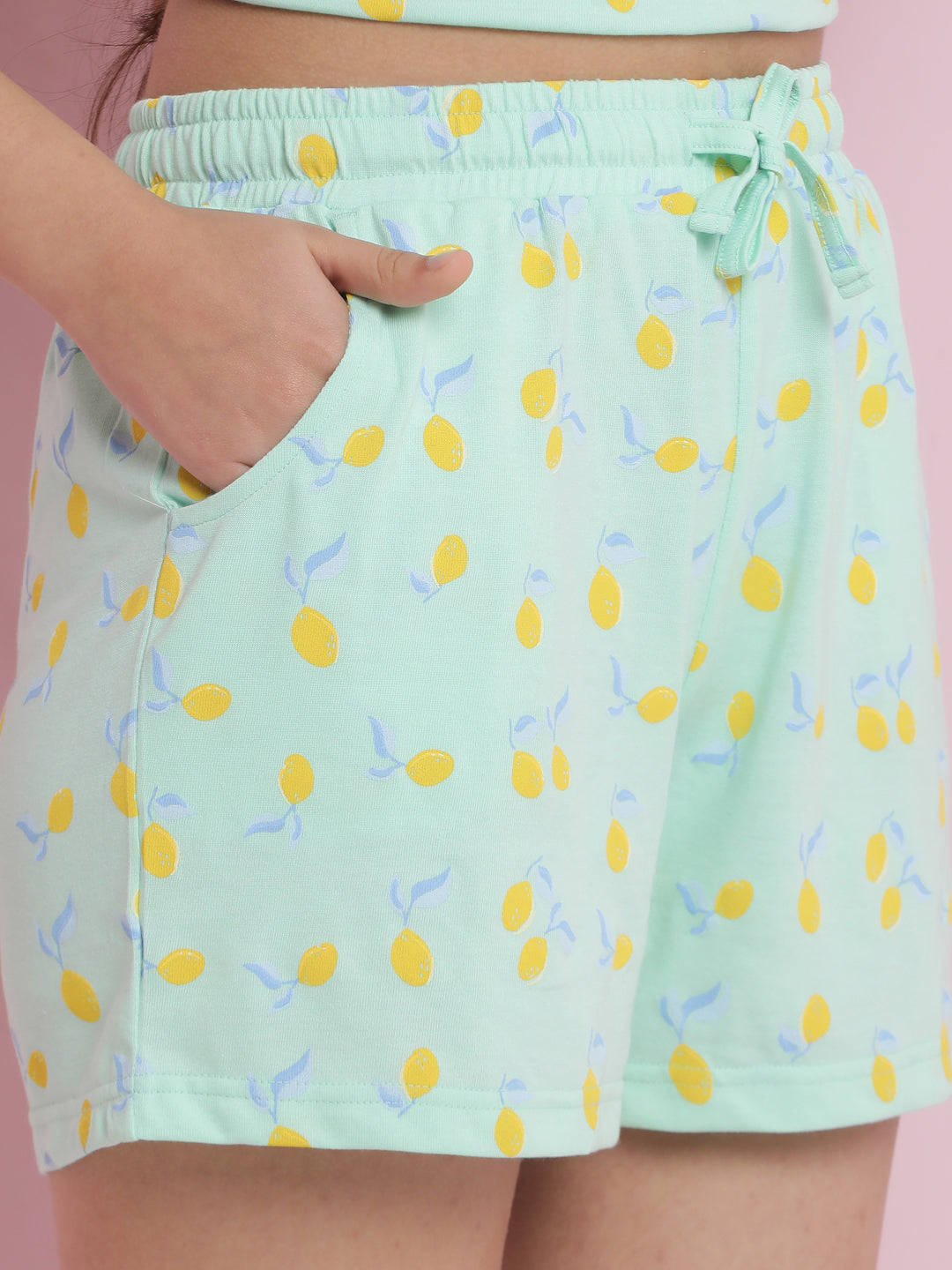 Lil Tomatoes Girls Cotton Night Suits-LtGreen