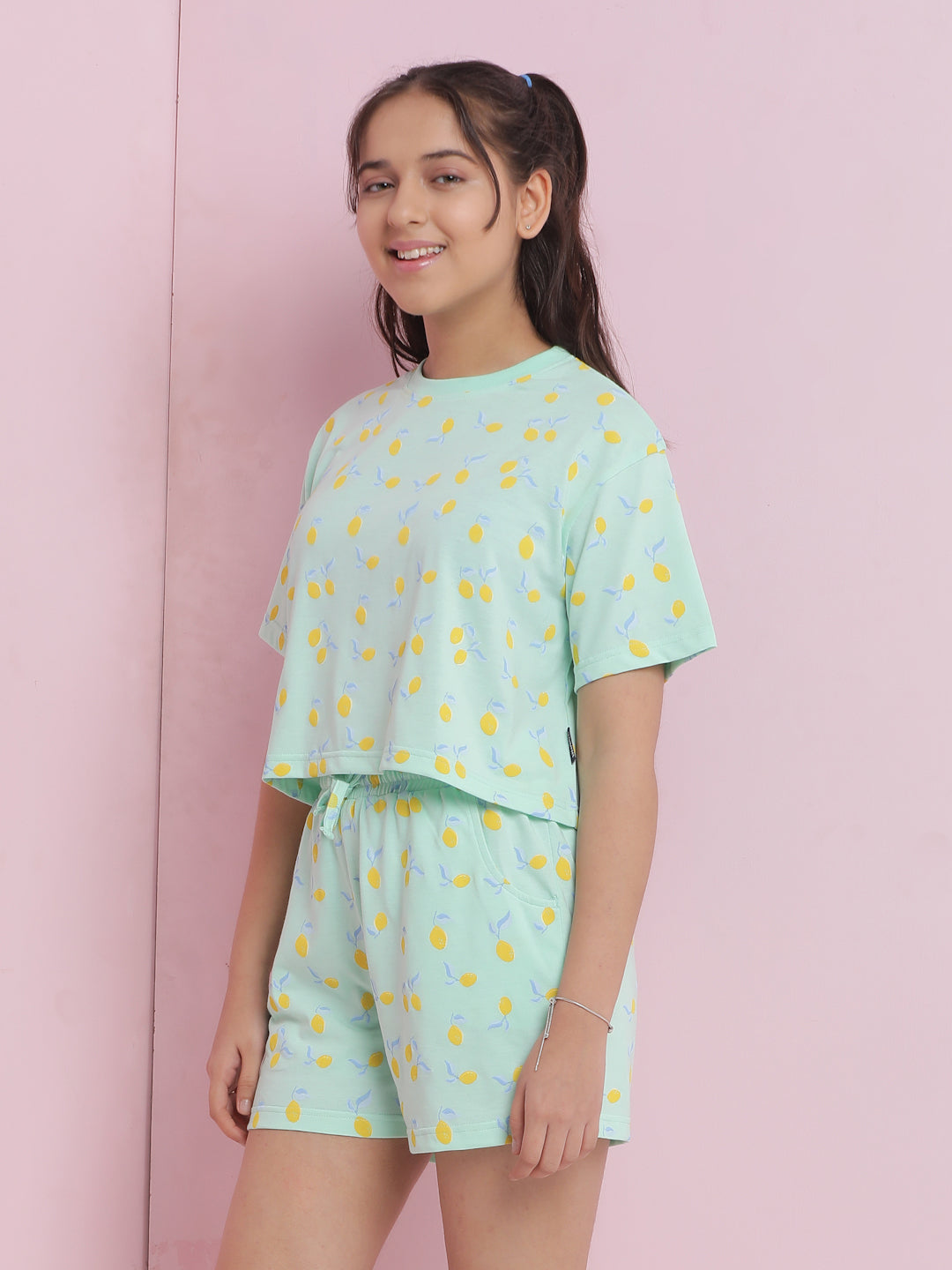 Lil Tomatoes Girls Cotton Night Suits-LtGreen