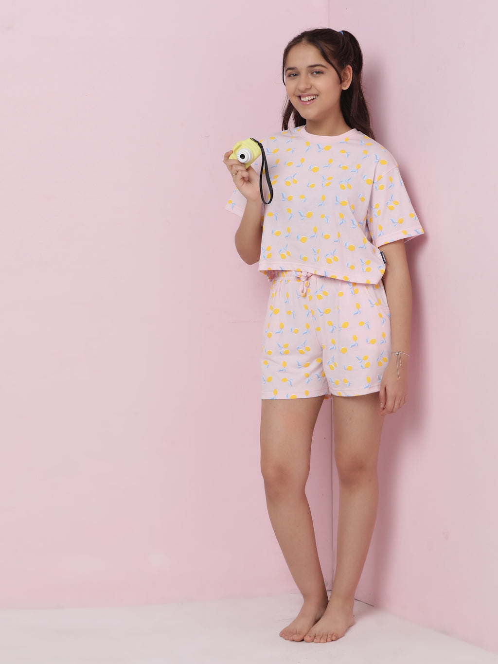 Lil Tomatoes Girls Cotton Night Suits-Pink