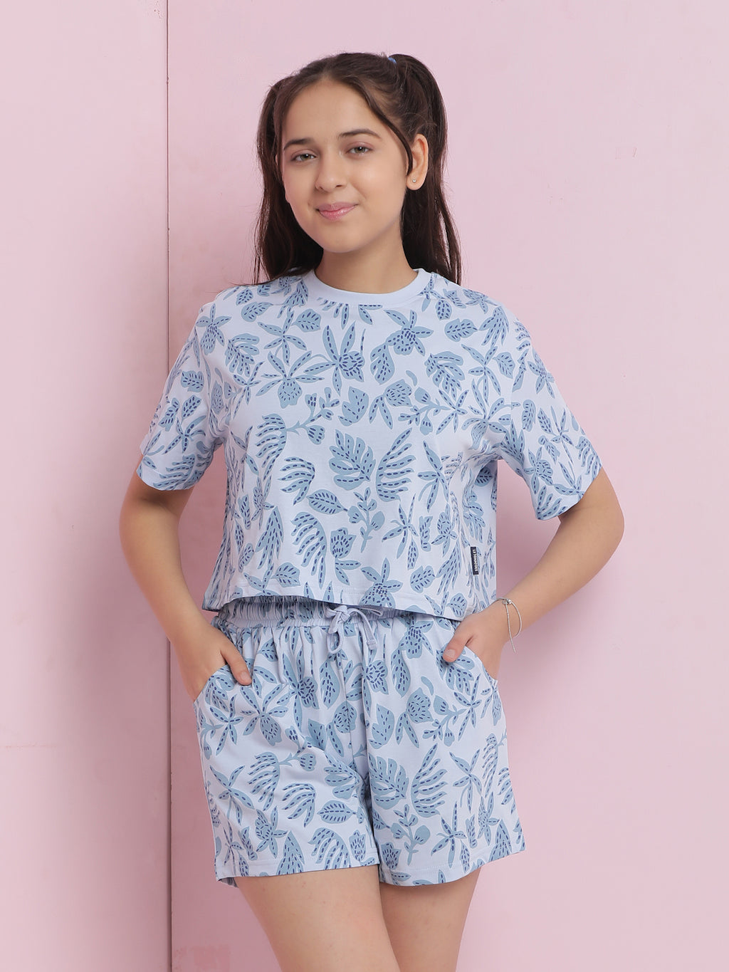 Lil Tomatoes Girls Cotton Night Suits-Blue