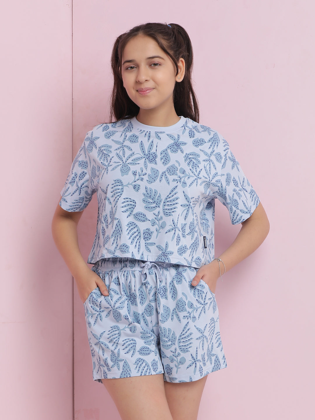 Lil Tomatoes Girls Cotton Night Suits-Blue