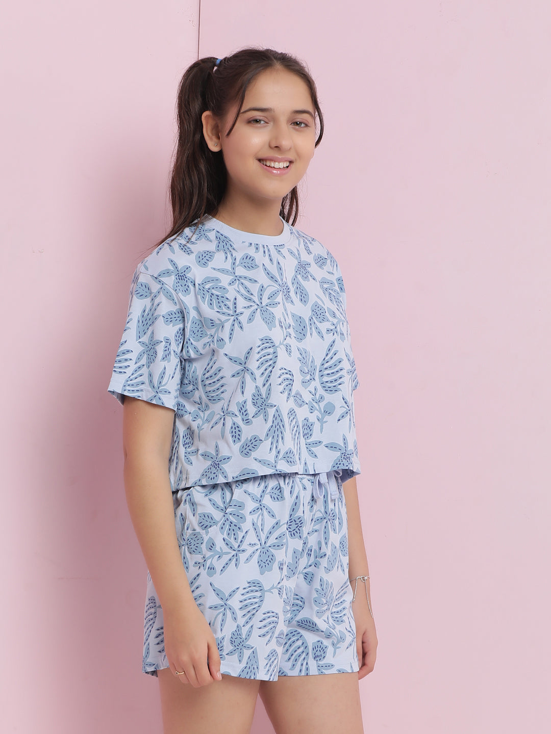 Lil Tomatoes Girls Cotton Night Suits-Blue