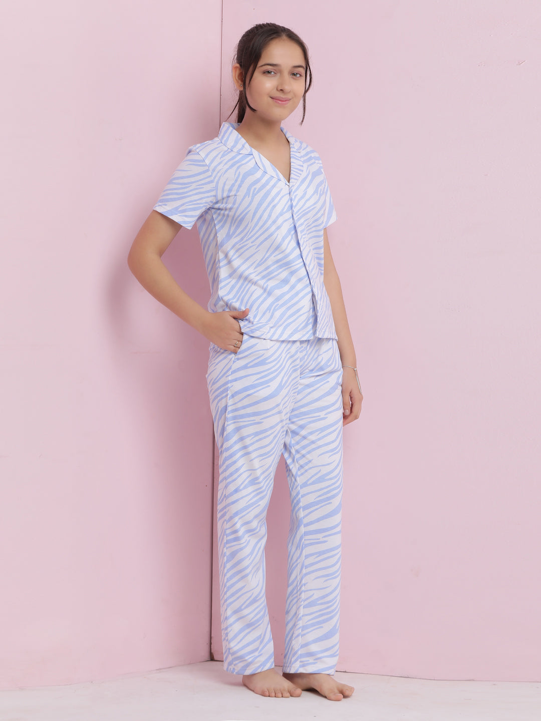 Lil Tomatoes Girls Cotton Night Suits-Blue