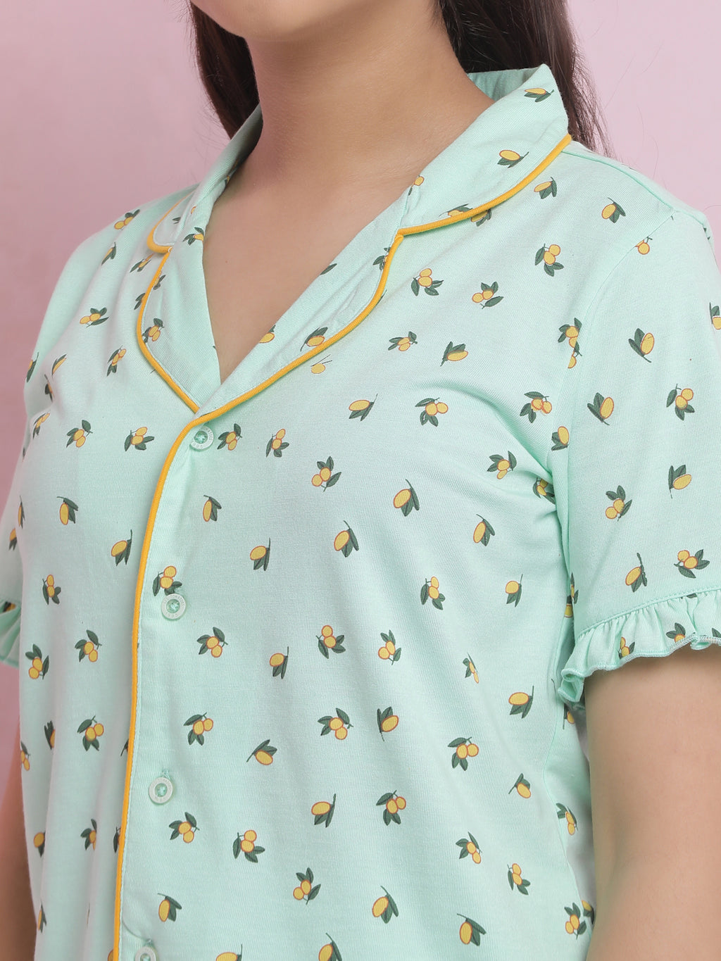Lil Tomatoes Girls Cotton Night Suits-LtGreen