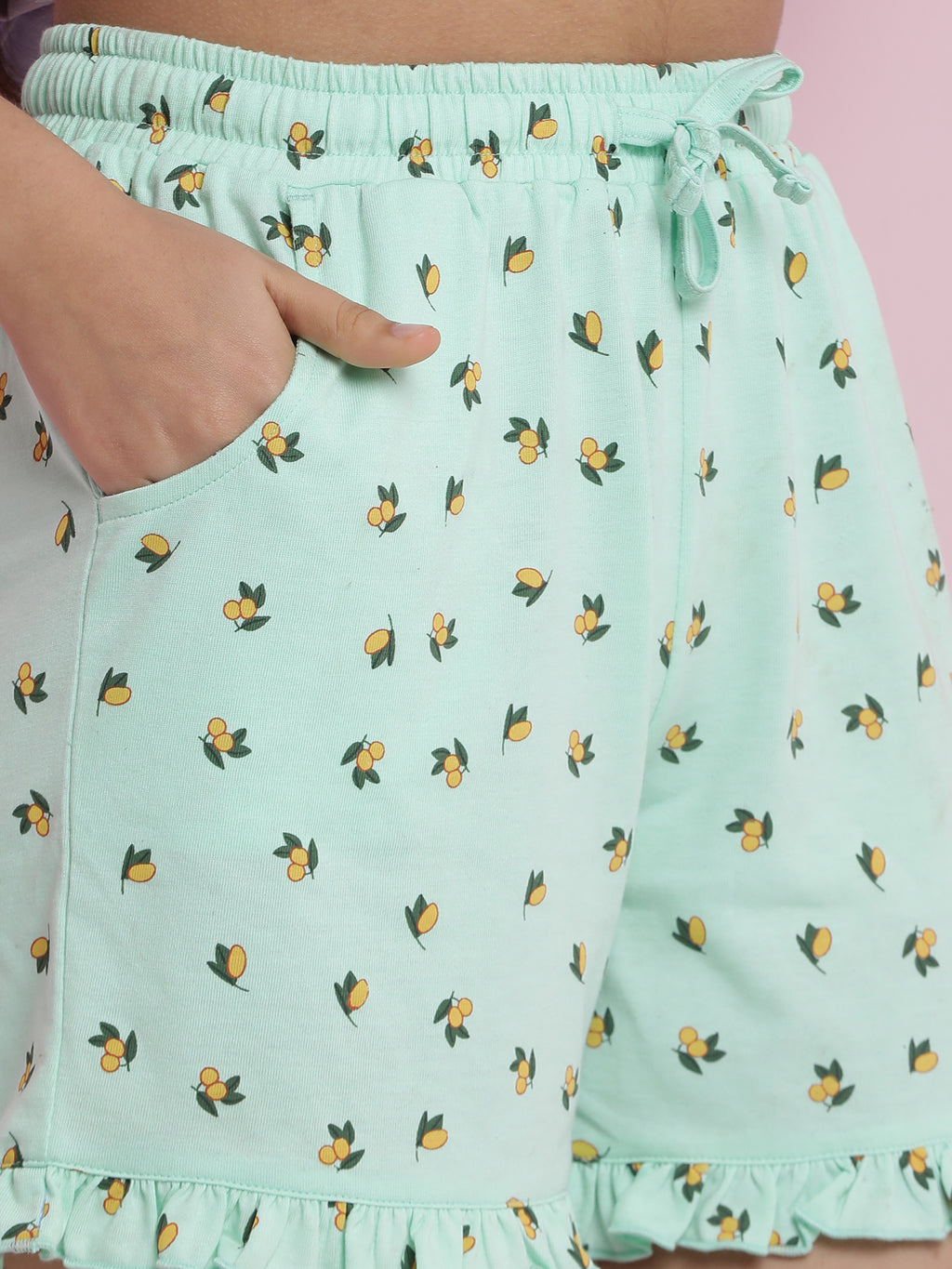 Lil Tomatoes Girls Cotton Night Suits-LtGreen