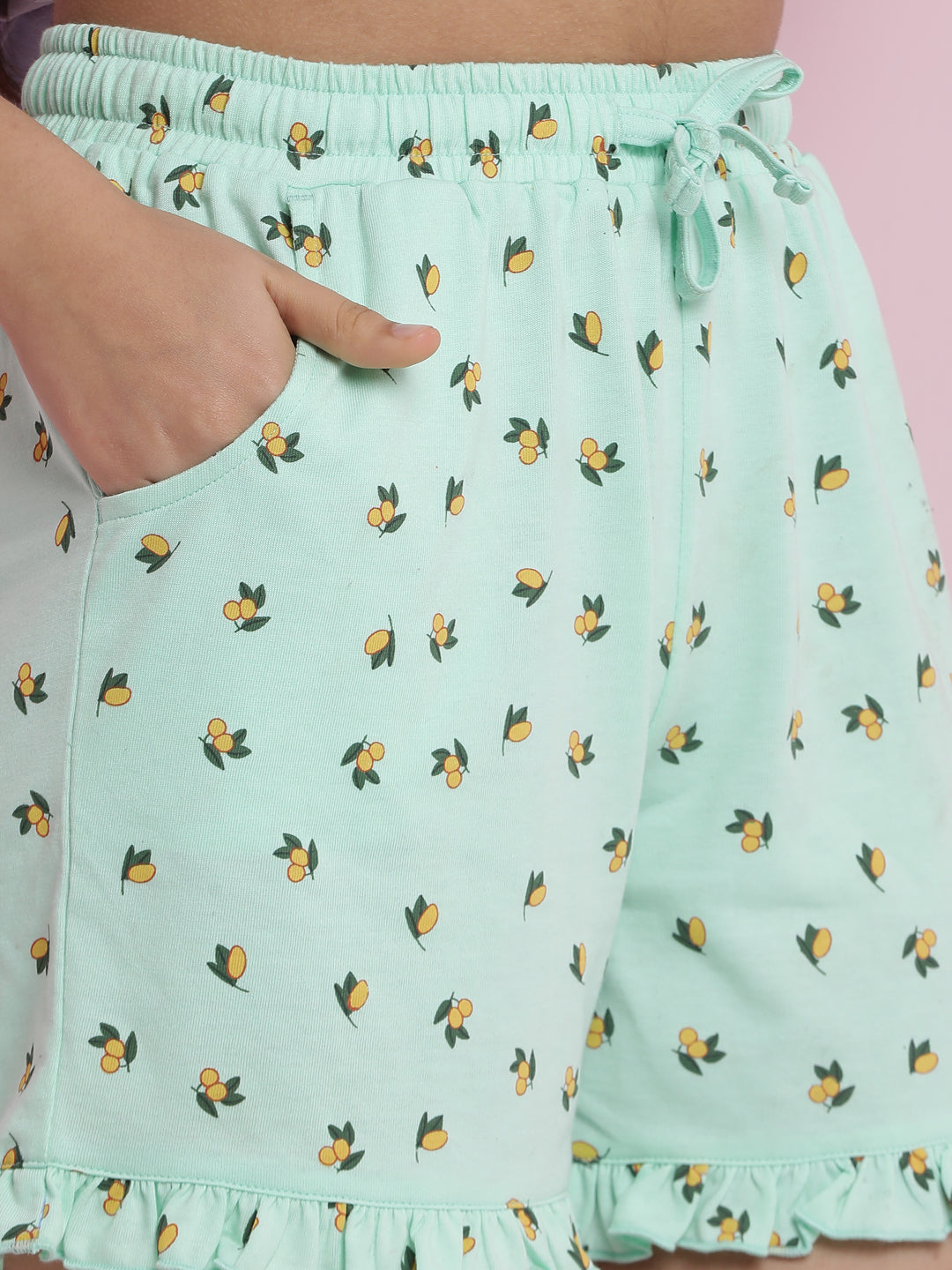 Lil Tomatoes Girls Cotton Night Suits-LtGreen