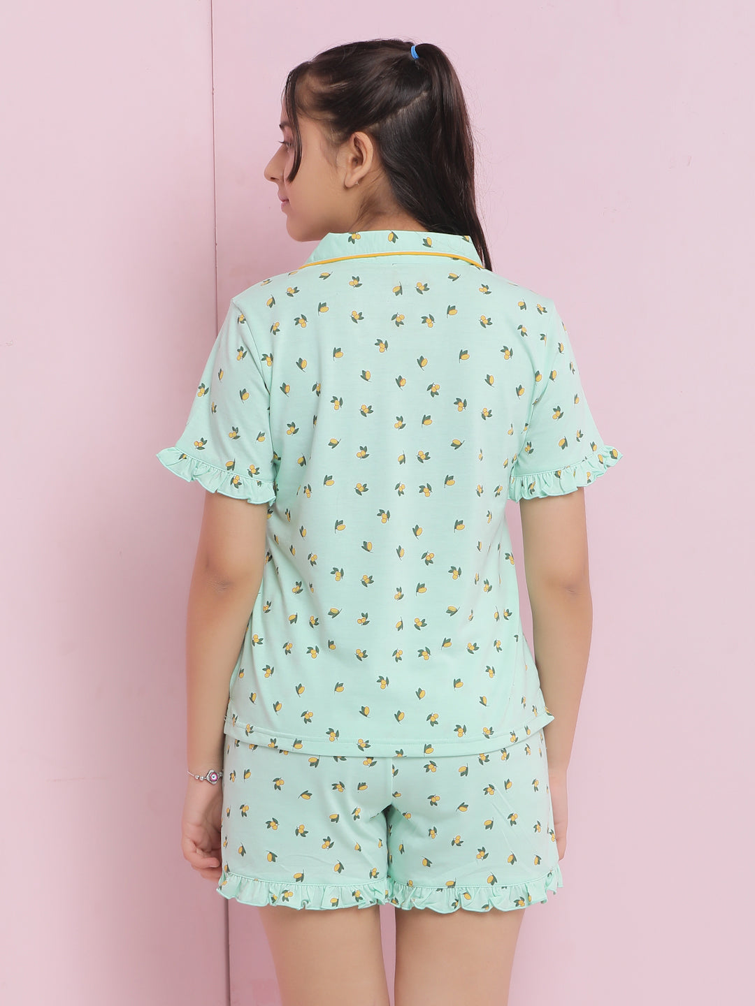 Lil Tomatoes Girls Cotton Night Suits-LtGreen