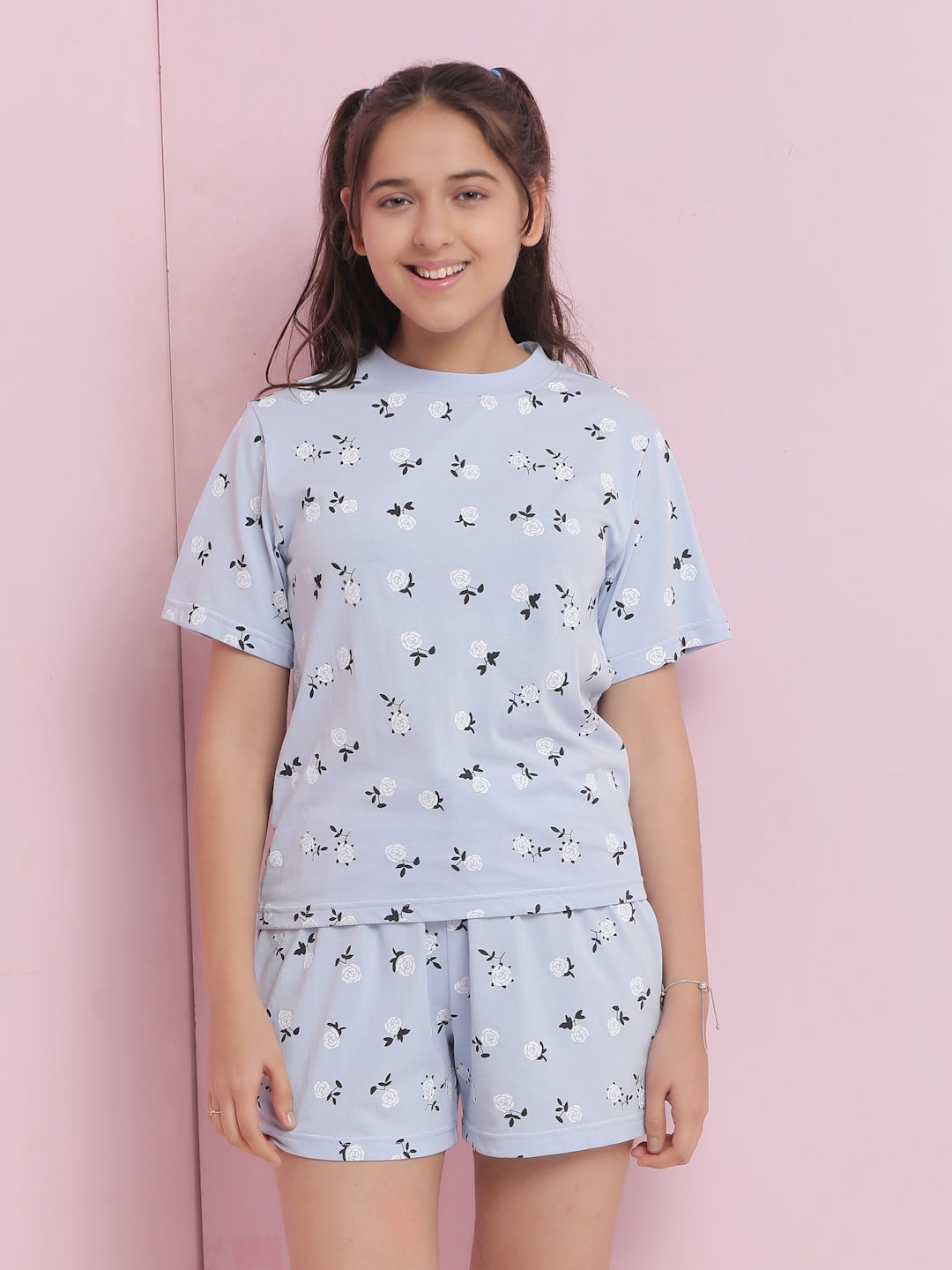 Lil Tomatoes Girls Cotton Night Suits-Blue
