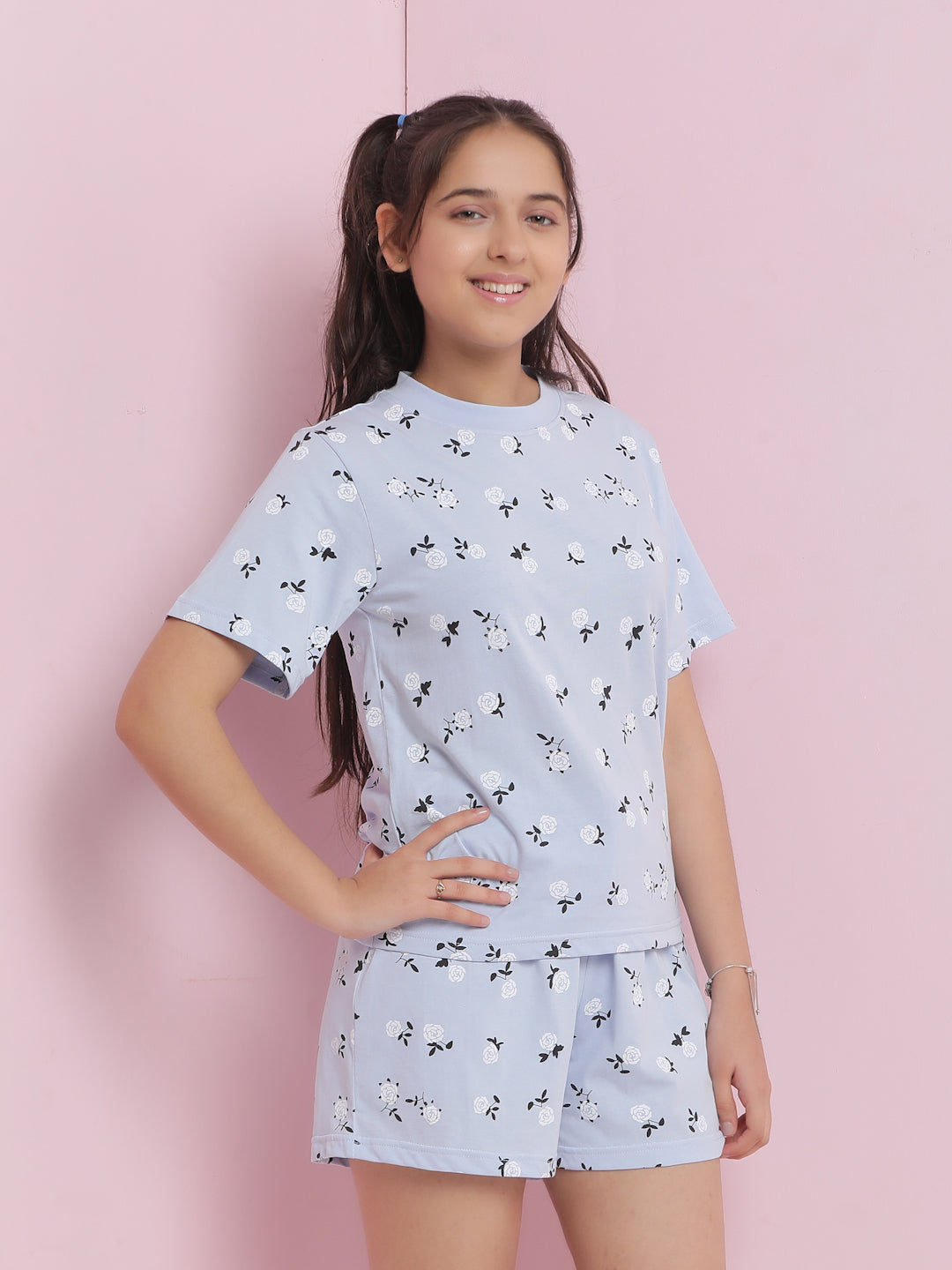 Lil Tomatoes Girls Cotton Night Suits-Blue