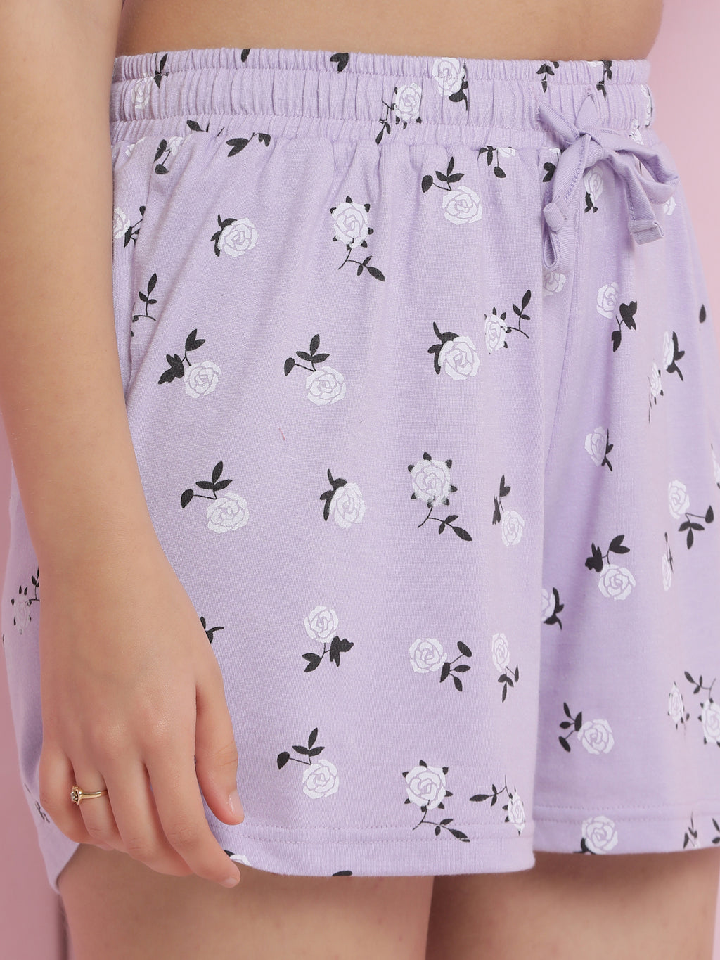 Lil Tomatoes Girls Cotton Night Suits-Purple
