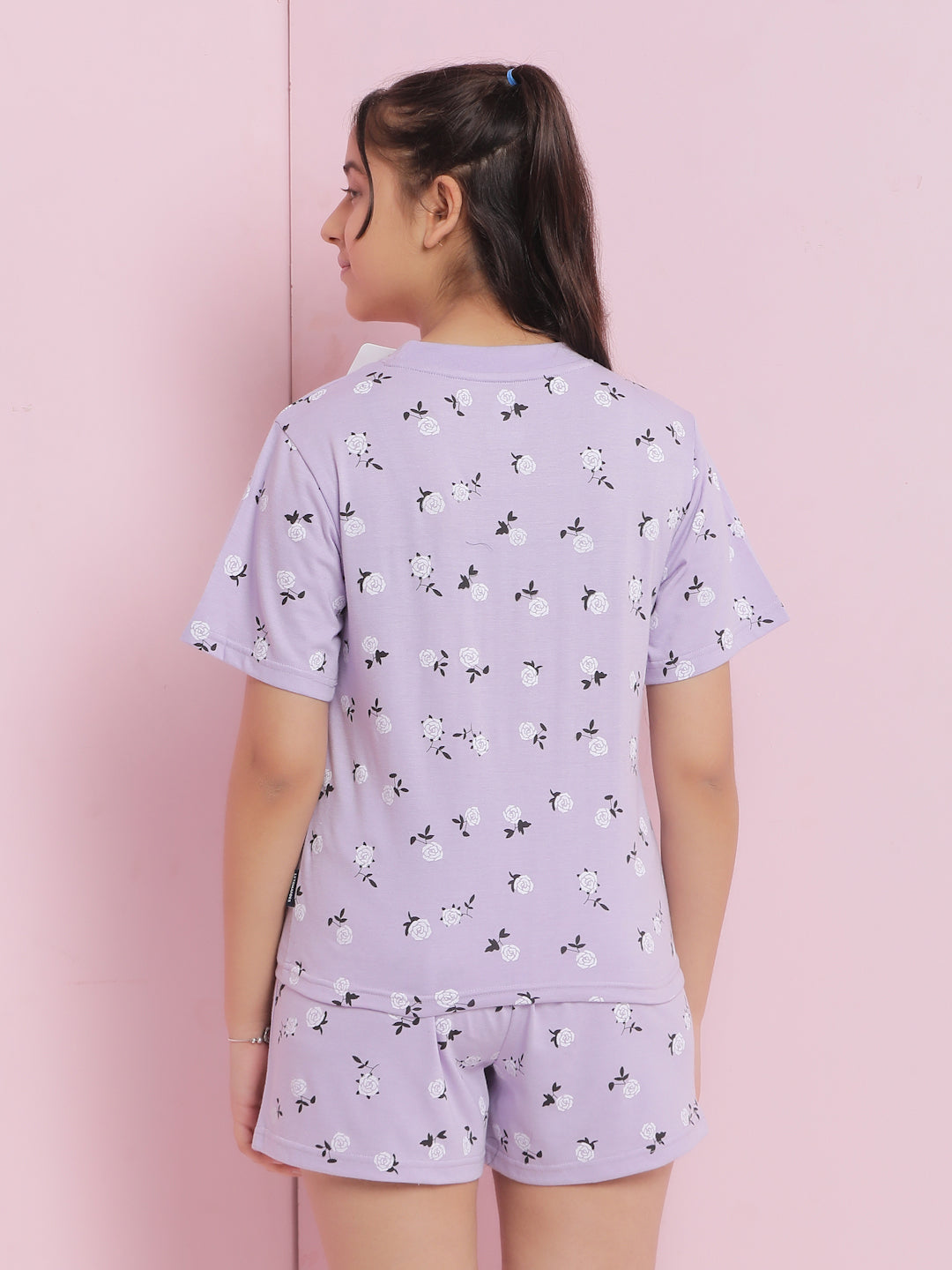 Lil Tomatoes Girls Cotton Night Suits-Purple