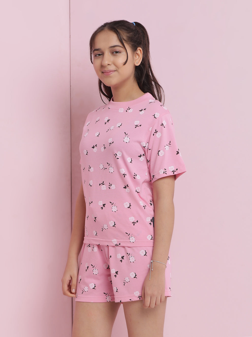 Lil Tomatoes Girls Cotton Night Suits-Pink