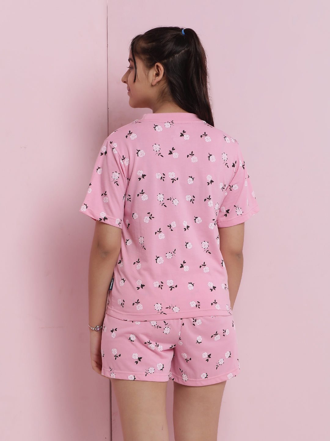 Lil Tomatoes Girls Cotton Night Suits-Pink