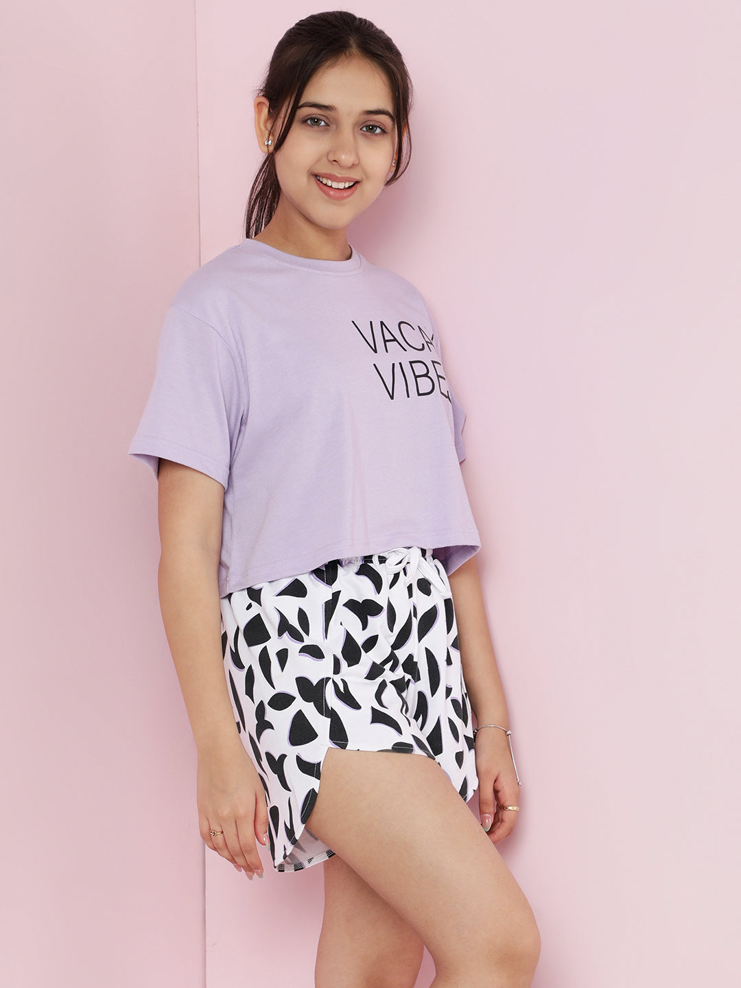 Lil Tomatoes Girls Cotton Night Suits- LILAC