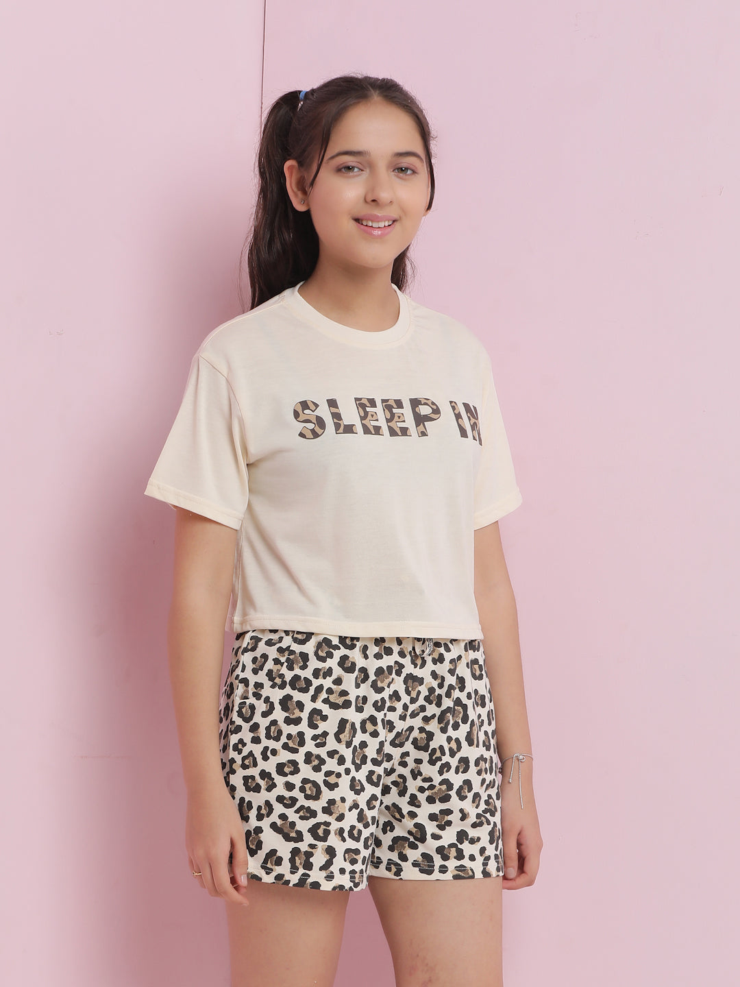 Lil Tomatoes Girls Cotton Night Suits-Cream