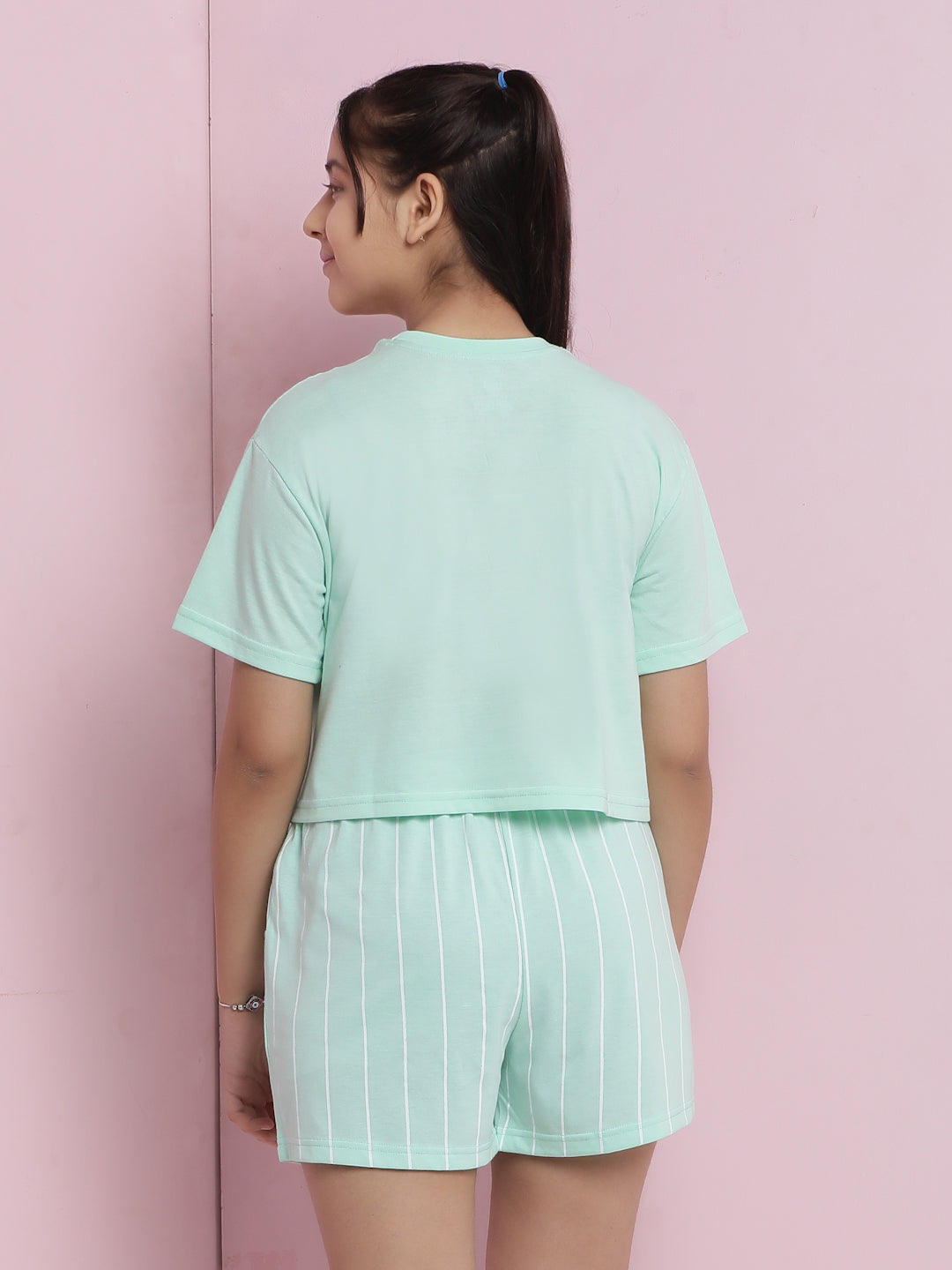 Lil Tomatoes Girls Cotton Night Suits-LtGreen