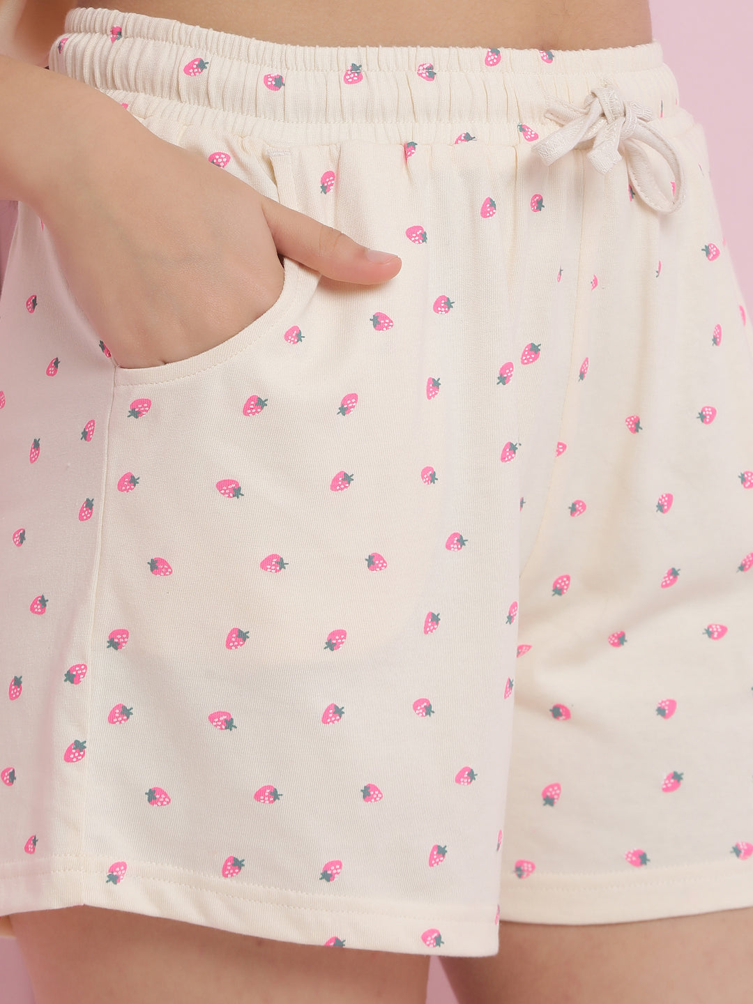 Lil Tomatoes Girls Cotton Night Suits-Cream