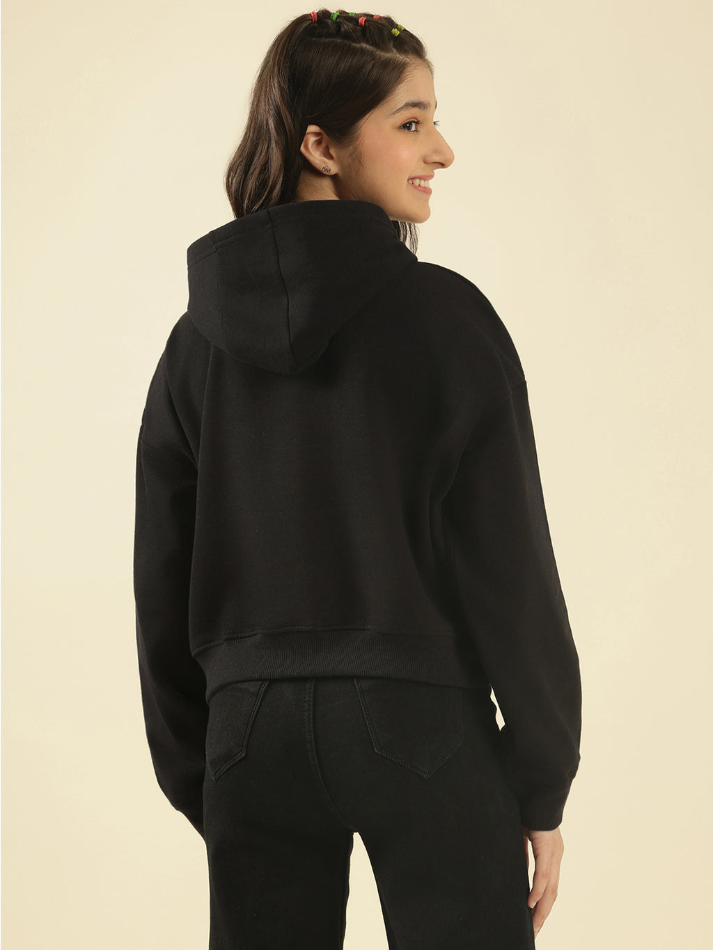 Lil Tomatoes Girls Cotton Fleece Sweatshirt- BLACK