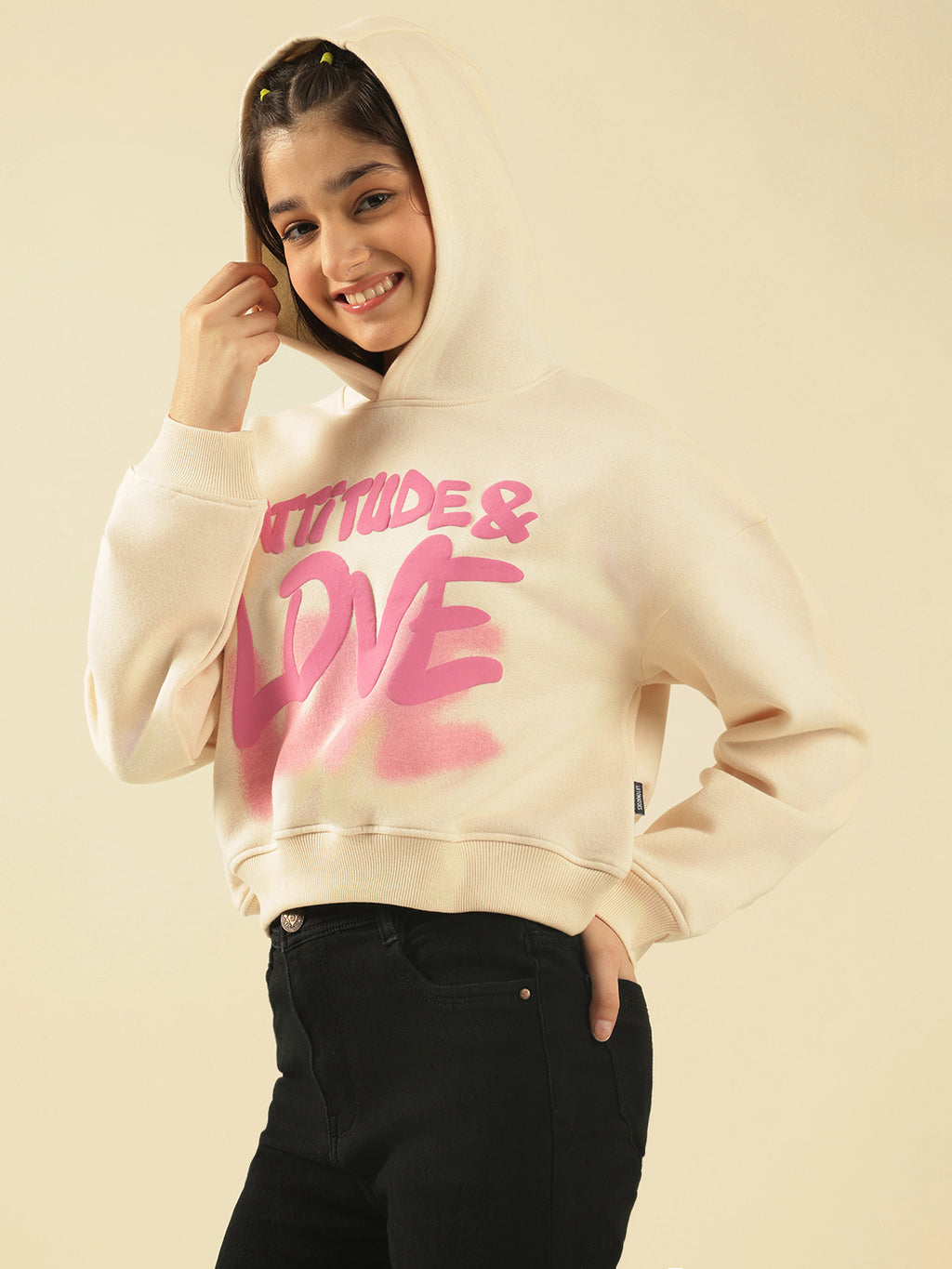 Lil Tomatoes Girls Cotton Fleece Sweatshirt- CREAM