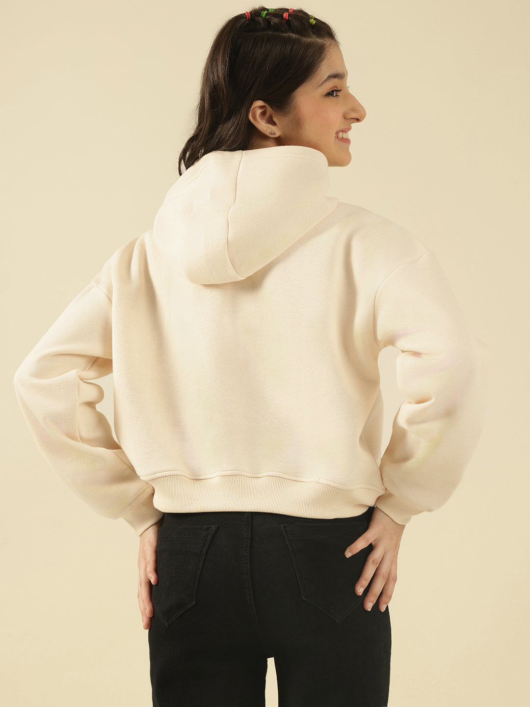 Lil Tomatoes Girls Cotton Fleece Sweatshirt- CREAM