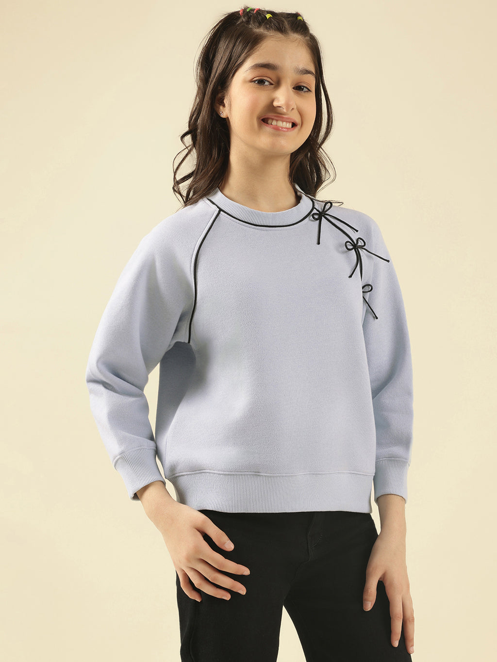 Lil Tomatoes Girls Cotton Fleece Sweatshirt- BLUE