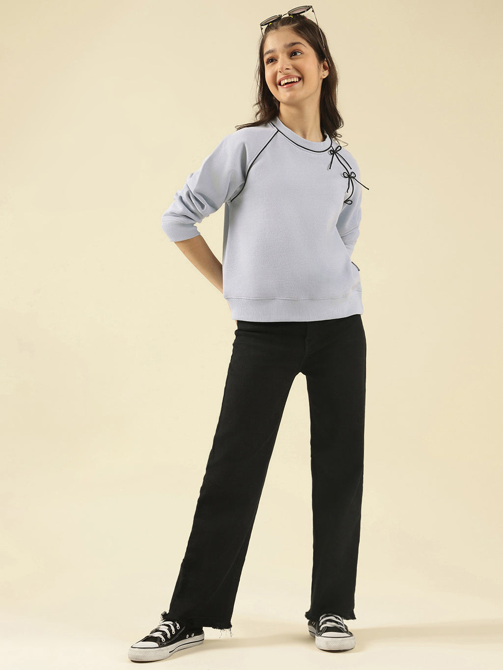 Lil Tomatoes Girls Cotton Fleece Sweatshirt- BLUE