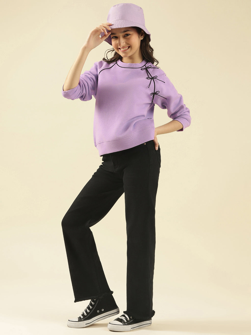 Lil Tomatoes Girls Cotton Fleece Sweatshirt- LILAC