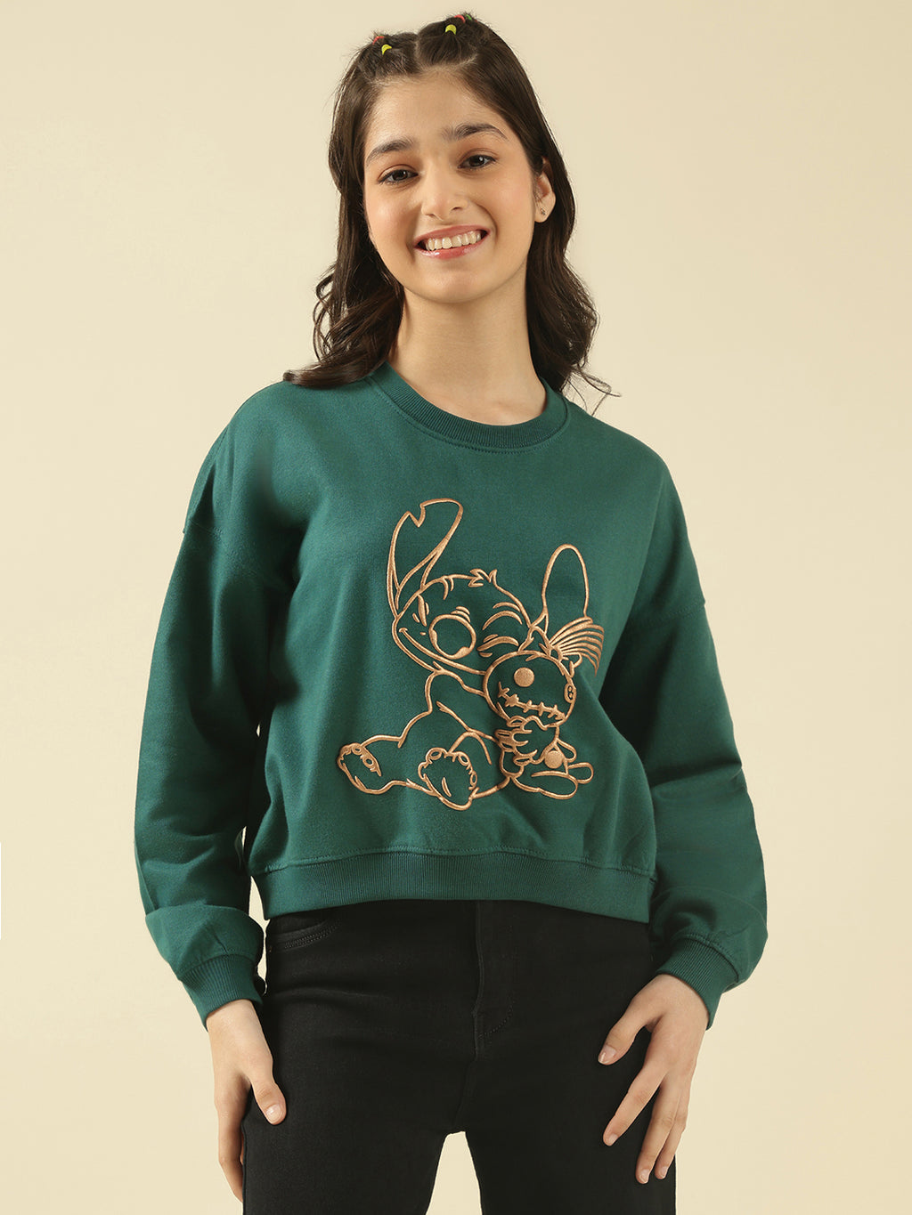 Lil Tomatoes Girls Cotton Fleece Sweatshirt- BGREEN