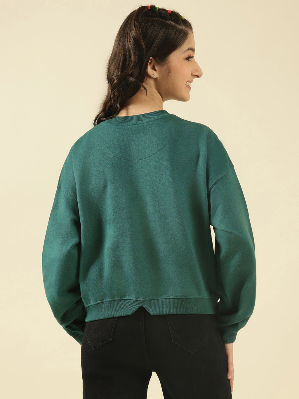 Lil Tomatoes Girls Cotton Fleece Sweatshirt- BGREEN