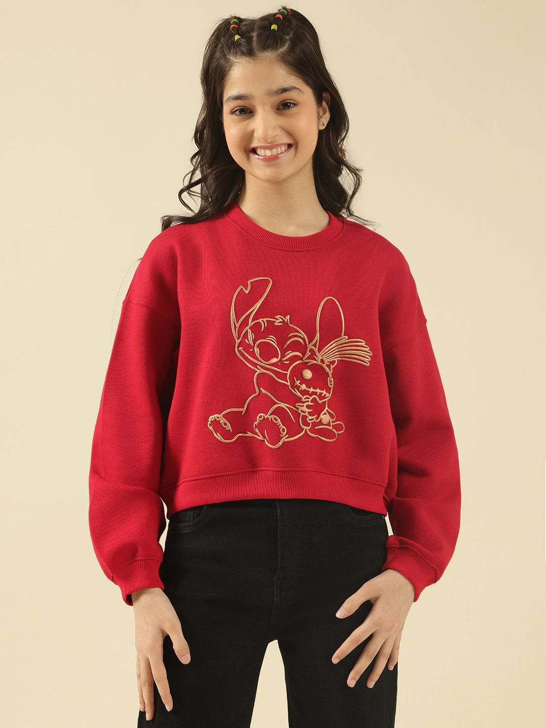 Lil Tomatoes Girls Cotton Fleece Sweatshirt- CRANBERRY