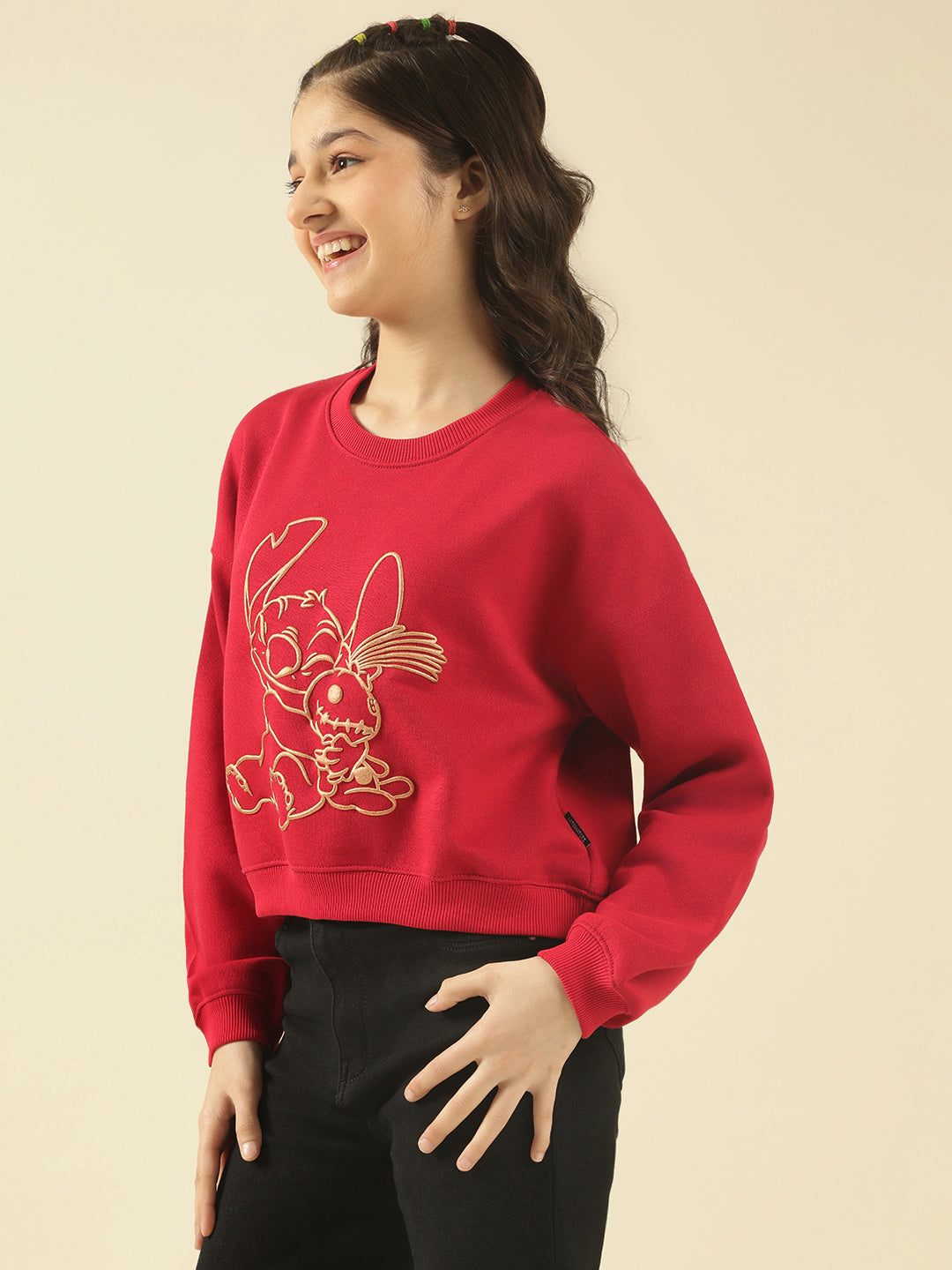 Lil Tomatoes Girls Cotton Fleece Sweatshirt- CRANBERRY