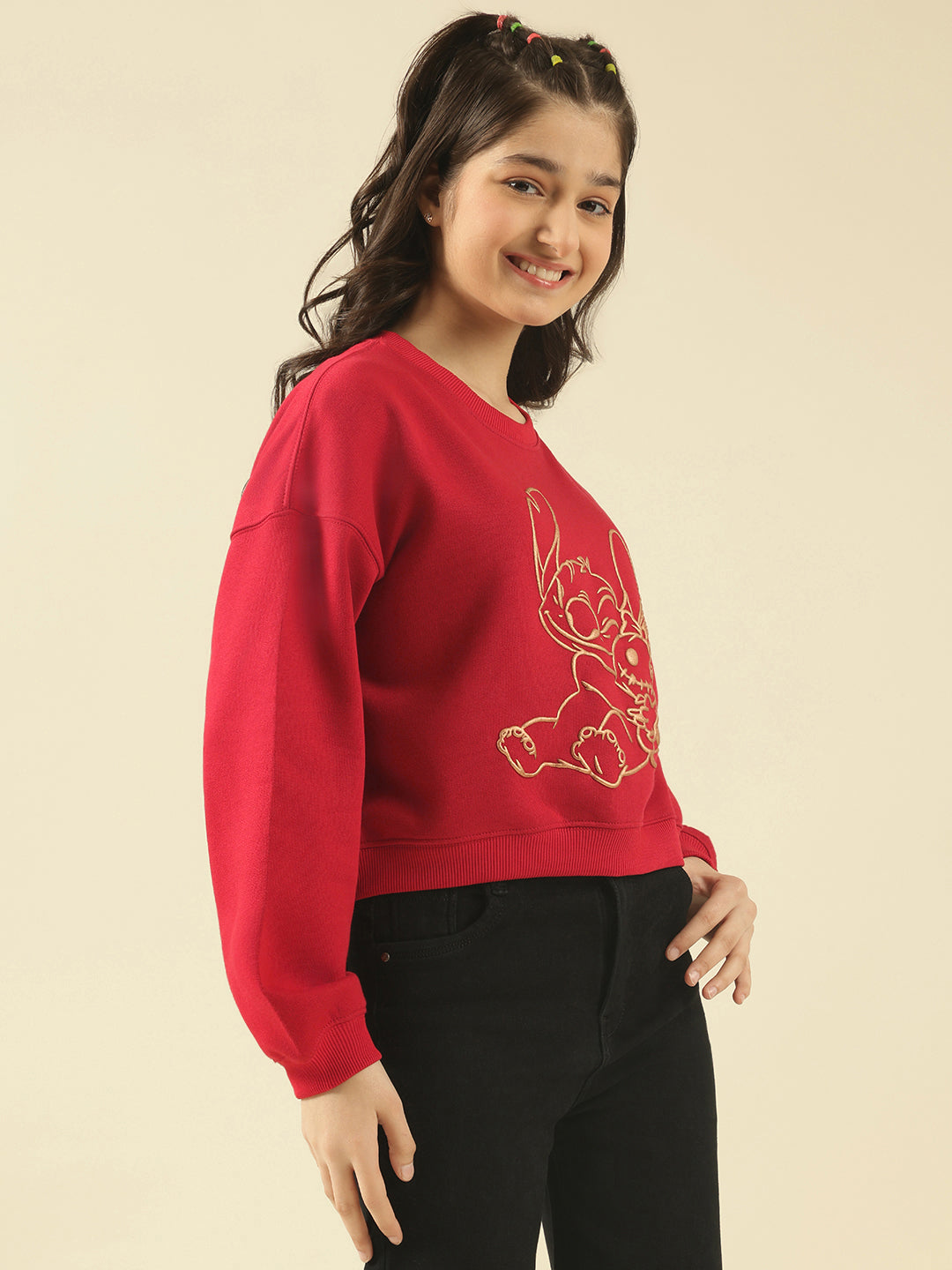 Lil Tomatoes Girls Cotton Fleece Sweatshirt- CRANBERRY