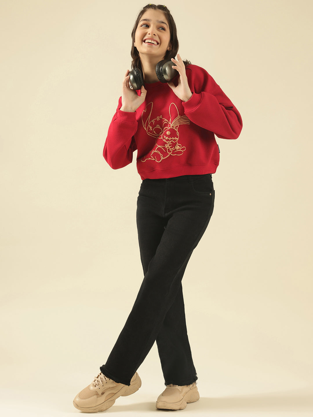 Lil Tomatoes Girls Cotton Fleece Sweatshirt- CRANBERRY