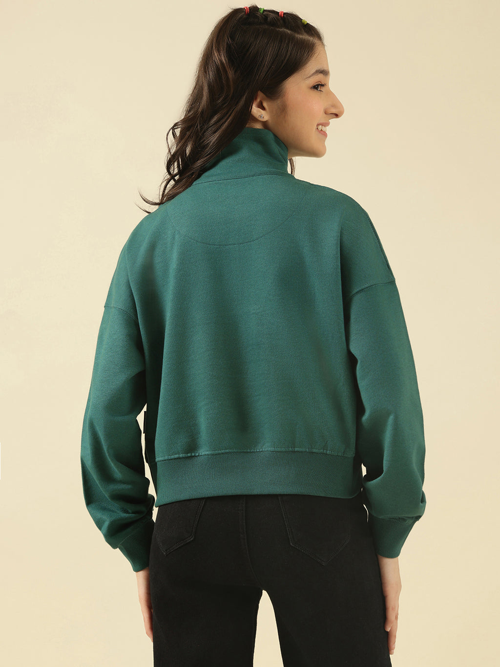 Lil Tomatoes Girls Cotton Fleece Sweatshirt- BGREEN