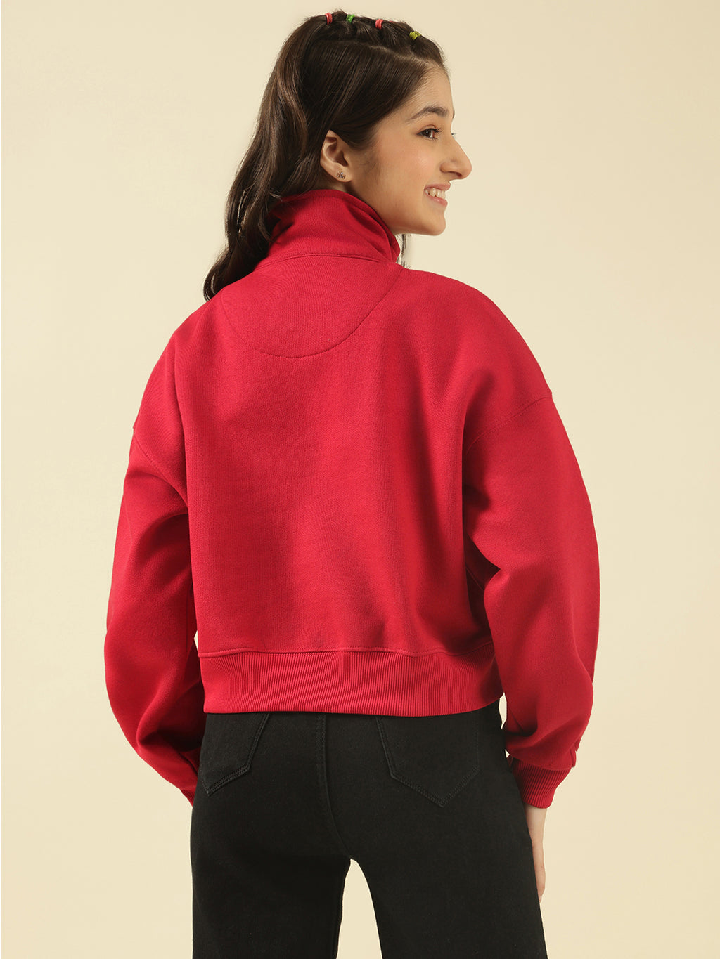 Lil Tomatoes Girls Cotton Fleece Sweatshirt- CRANBERRY