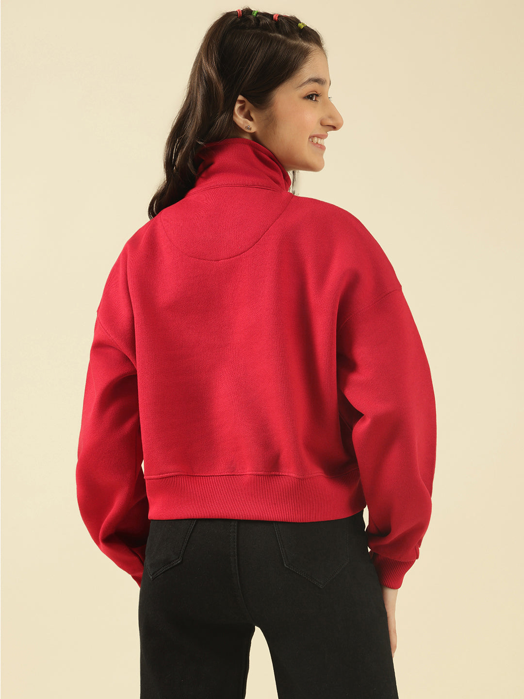 Lil Tomatoes Girls Cotton Fleece Sweatshirt- CRANBERRY