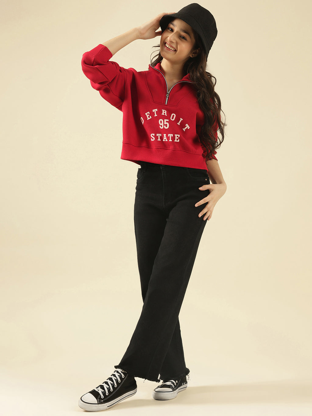 Lil Tomatoes Girls Cotton Fleece Sweatshirt- CRANBERRY