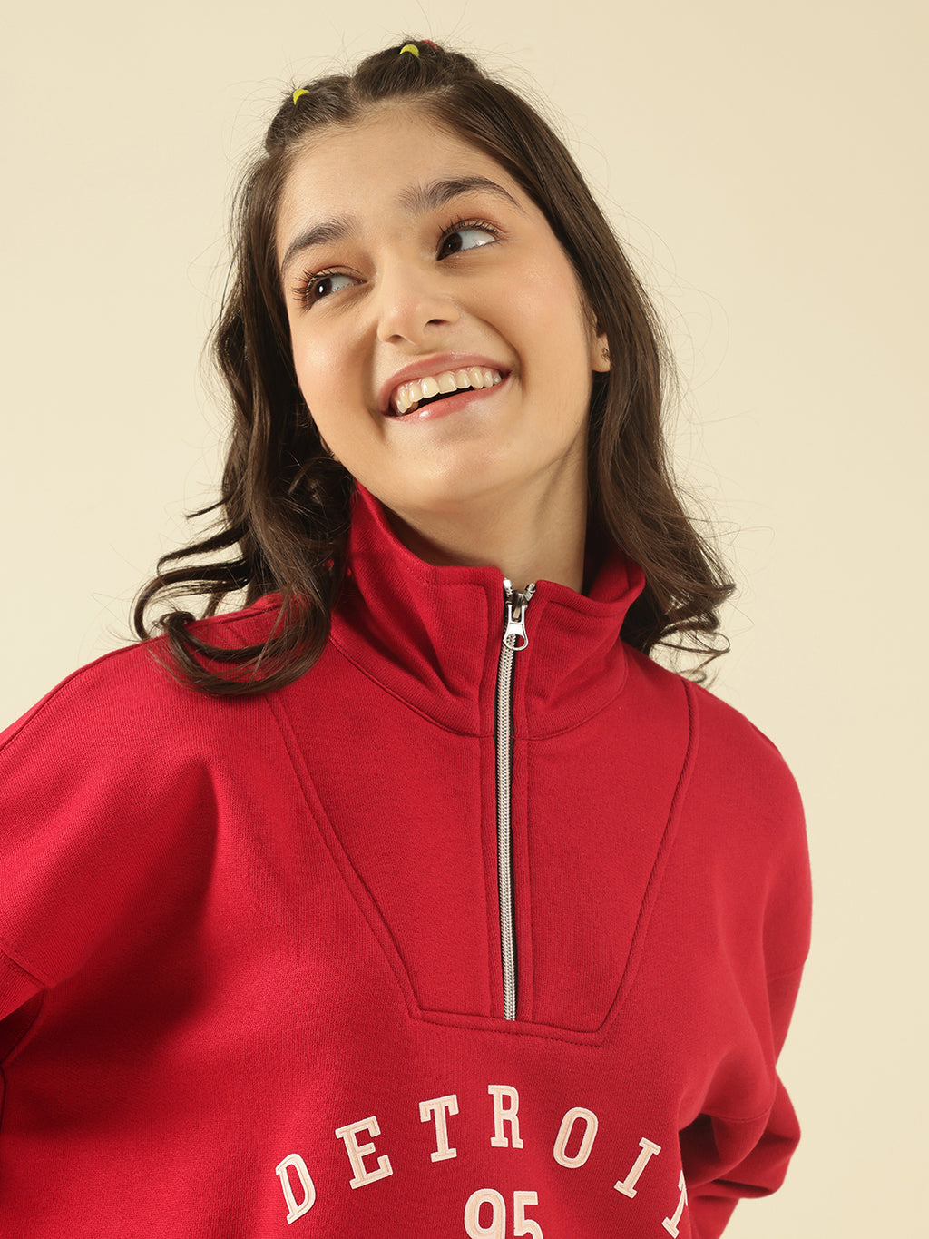 Lil Tomatoes Girls Cotton Fleece Sweatshirt- CRANBERRY