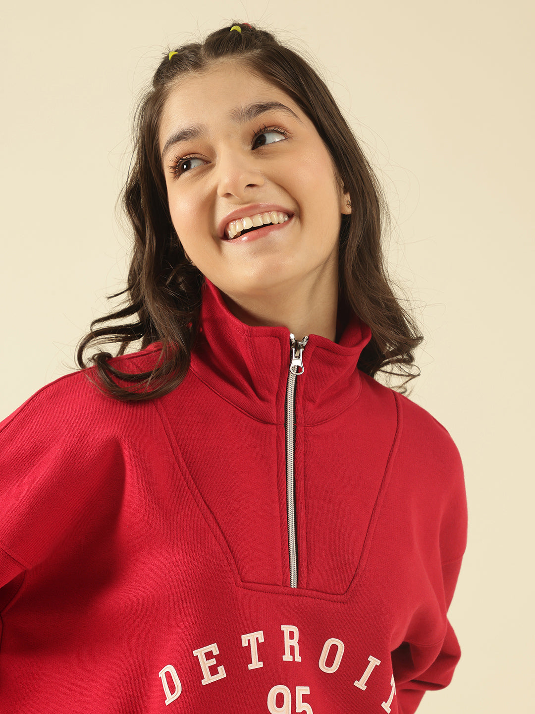 Lil Tomatoes Girls Cotton Fleece Sweatshirt- CRANBERRY