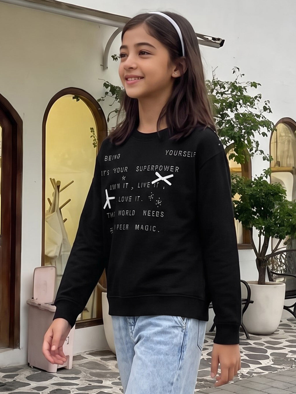 Lil Tomatoes Girls Cotton Looper Oversized Sweatshirt