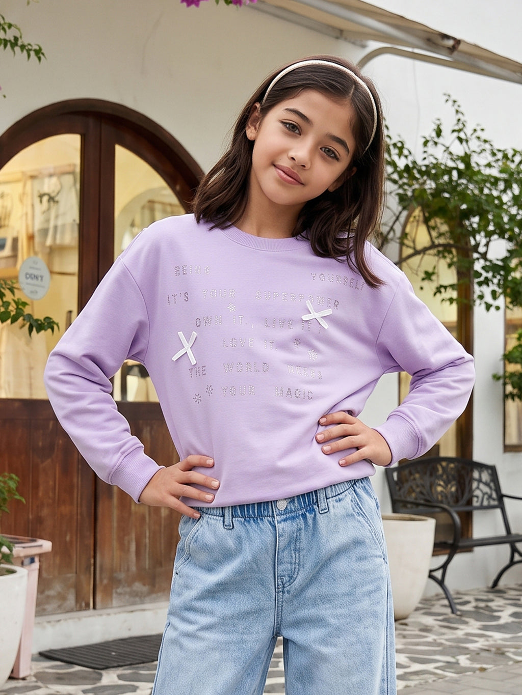 Lil Tomatoes Girls Cotton Looper Oversized Sweatshirt