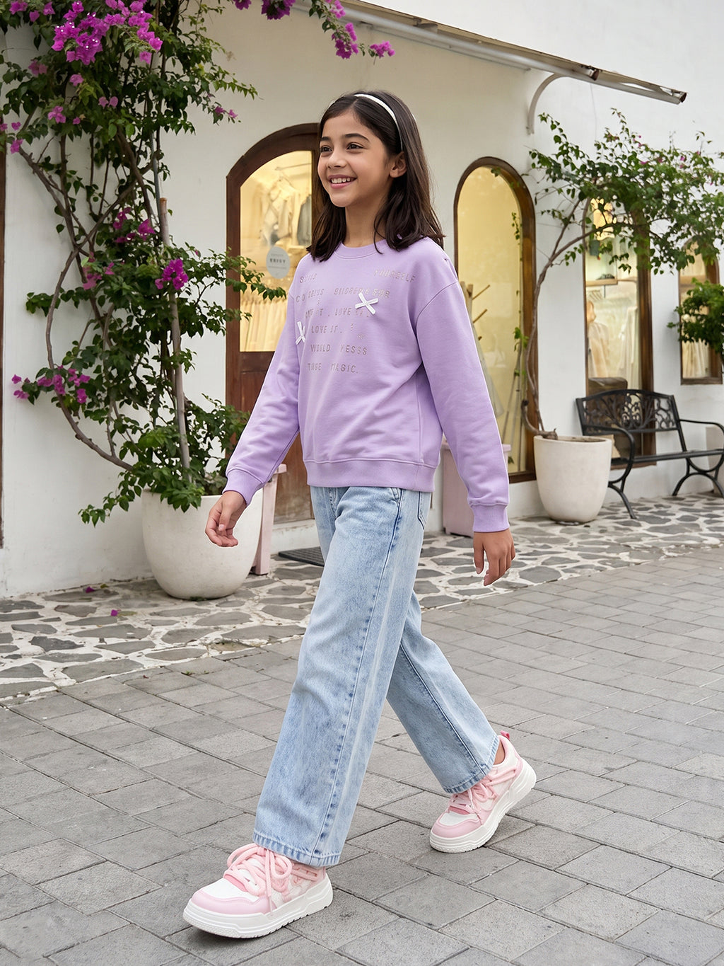 Lil Tomatoes Girls Cotton Looper Oversized Sweatshirt