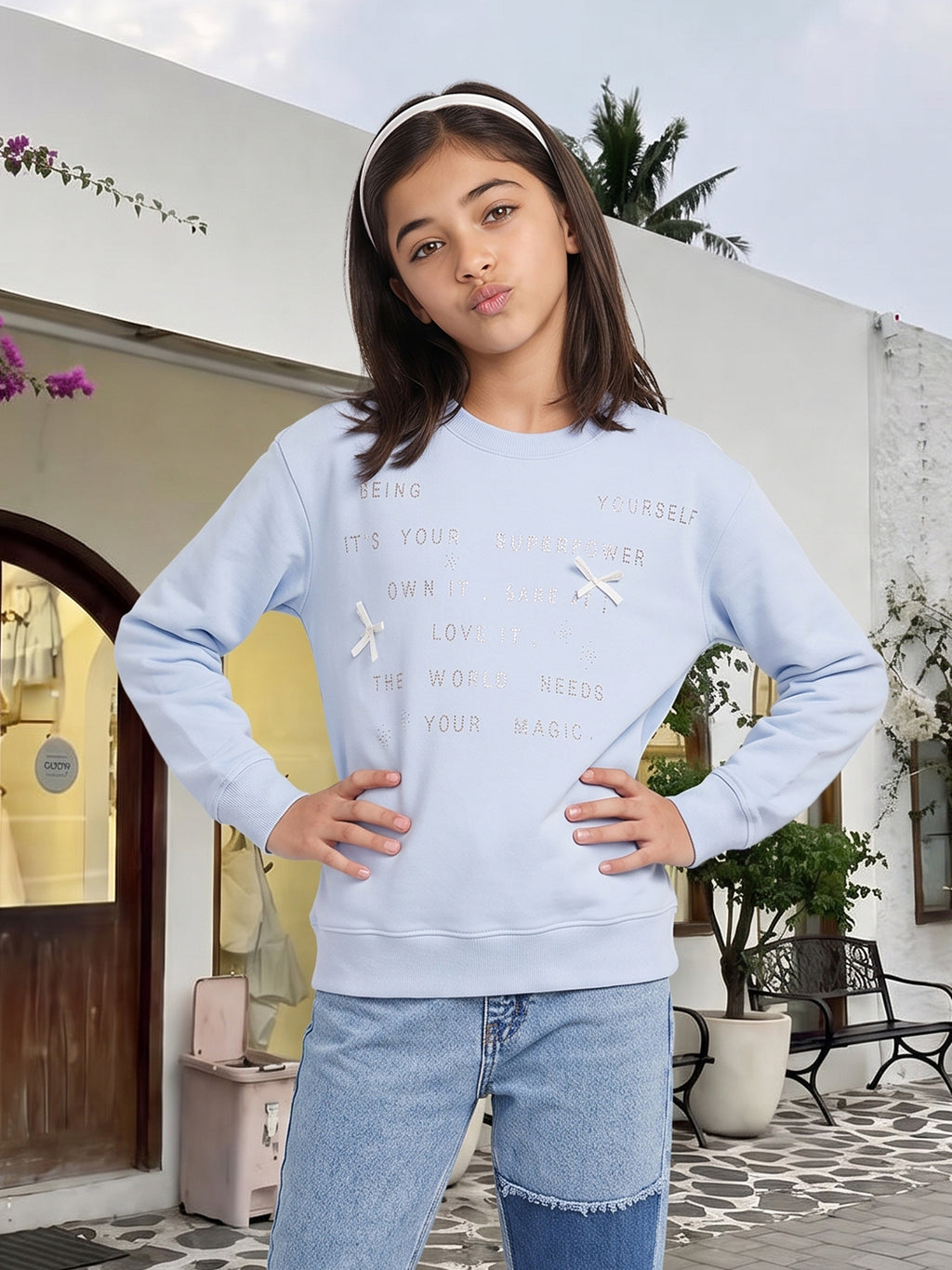 Lil Tomatoes Girls Cotton Looper Oversized Sweatshirt