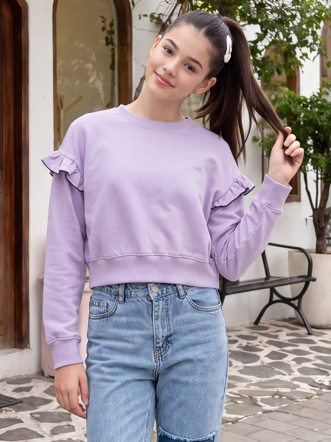 Lil Tomatoes Girls Cotton Looper Sweatshirt