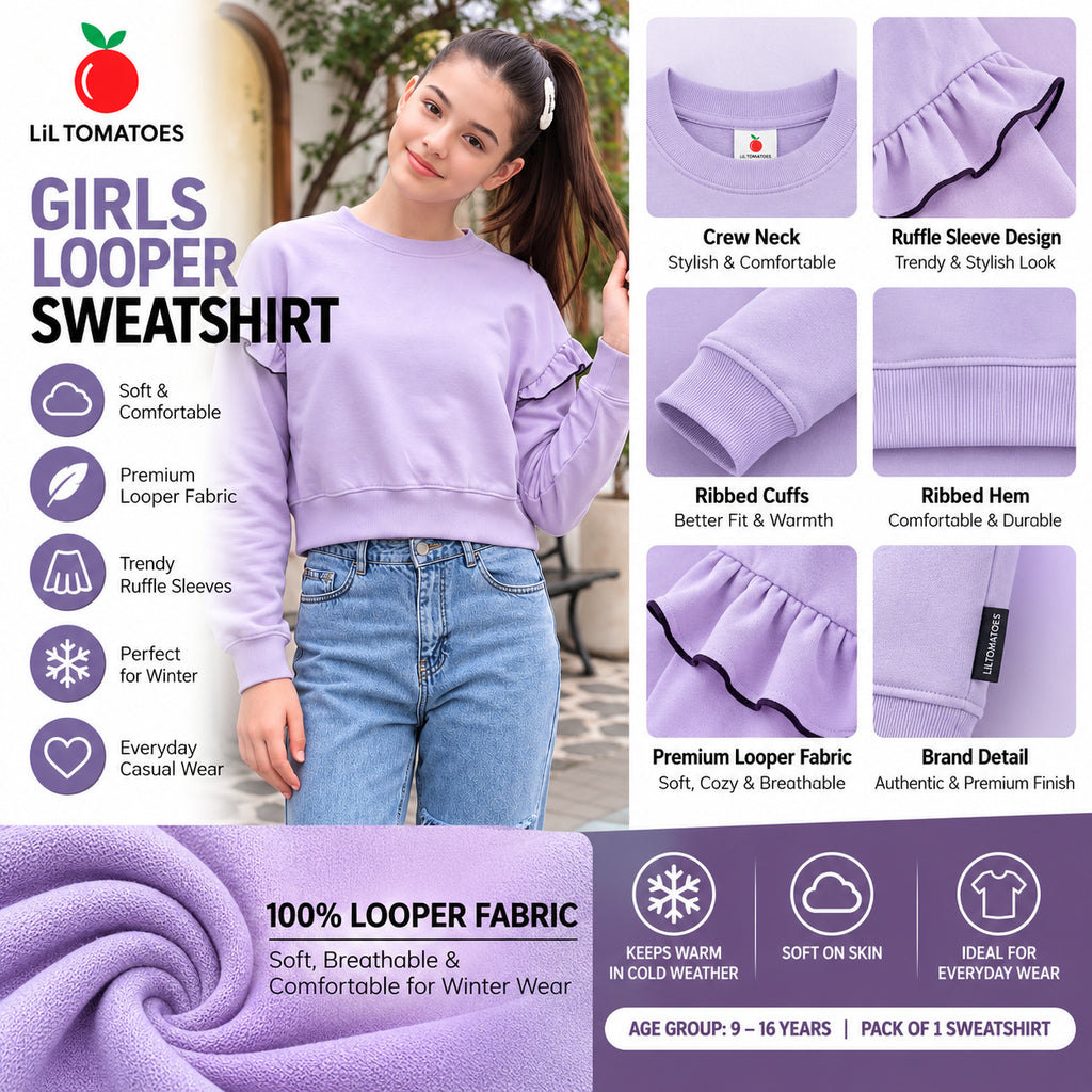 Lil Tomatoes Girls Cotton Looper Sweatshirt