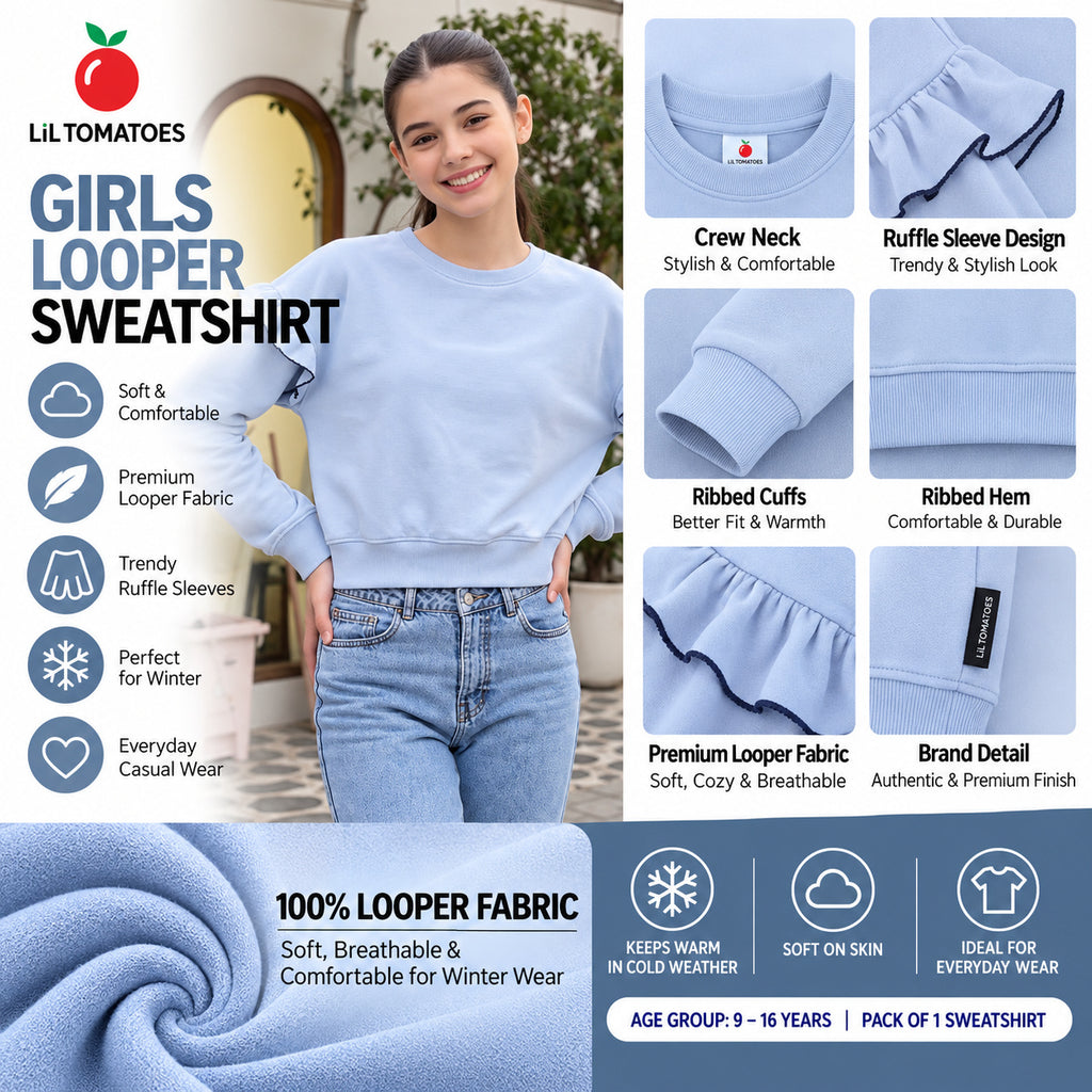 Lil Tomatoes Girls Cotton Looper Sweatshirt