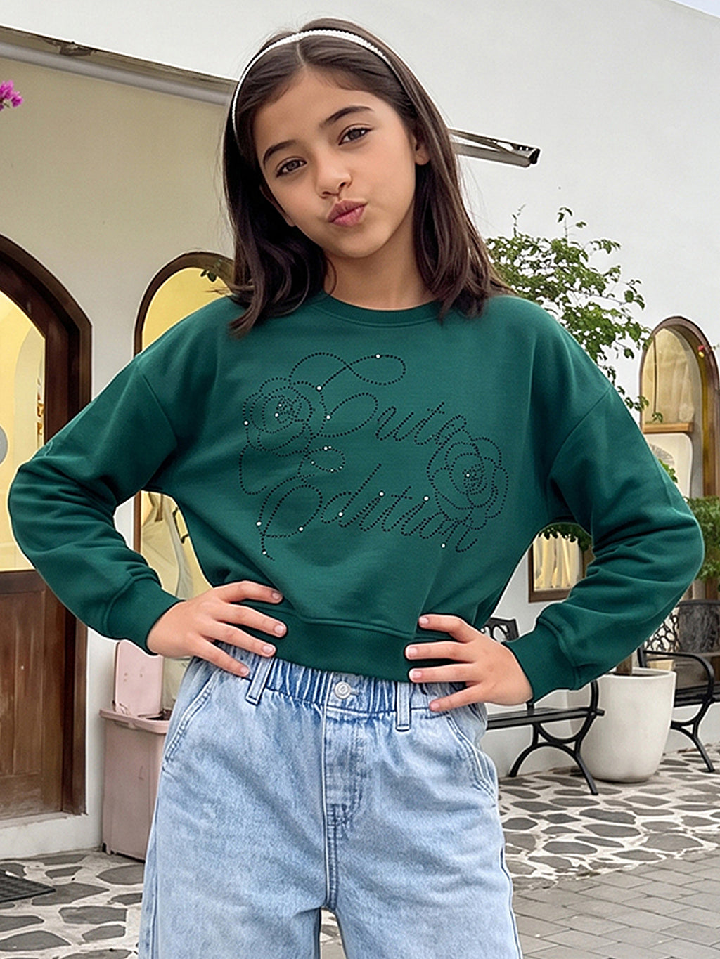 Lil Tomatoes Girls Cotton Looper Boxy Sweatshirt