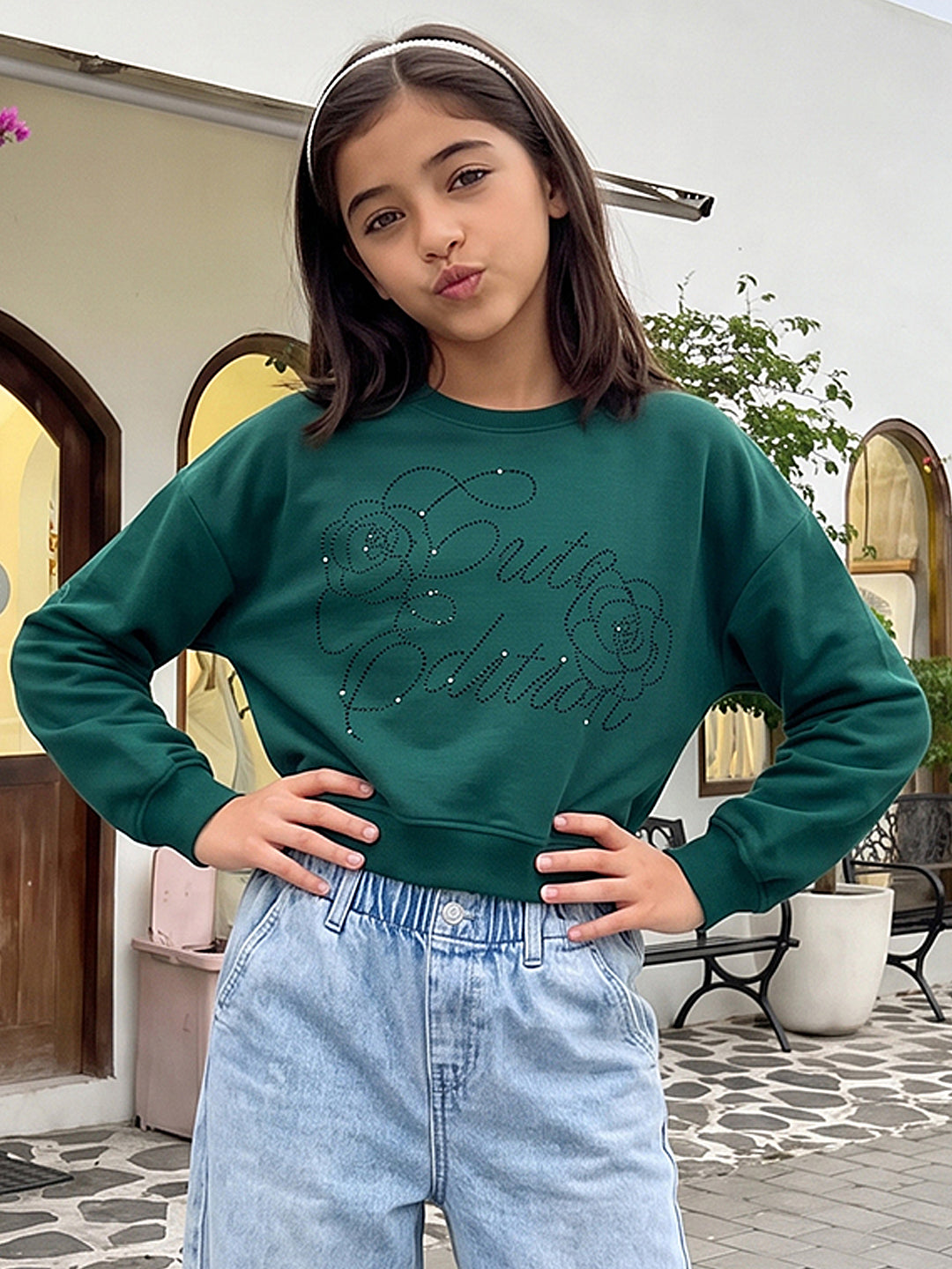 Lil Tomatoes Girls Cotton Looper Boxy Sweatshirt